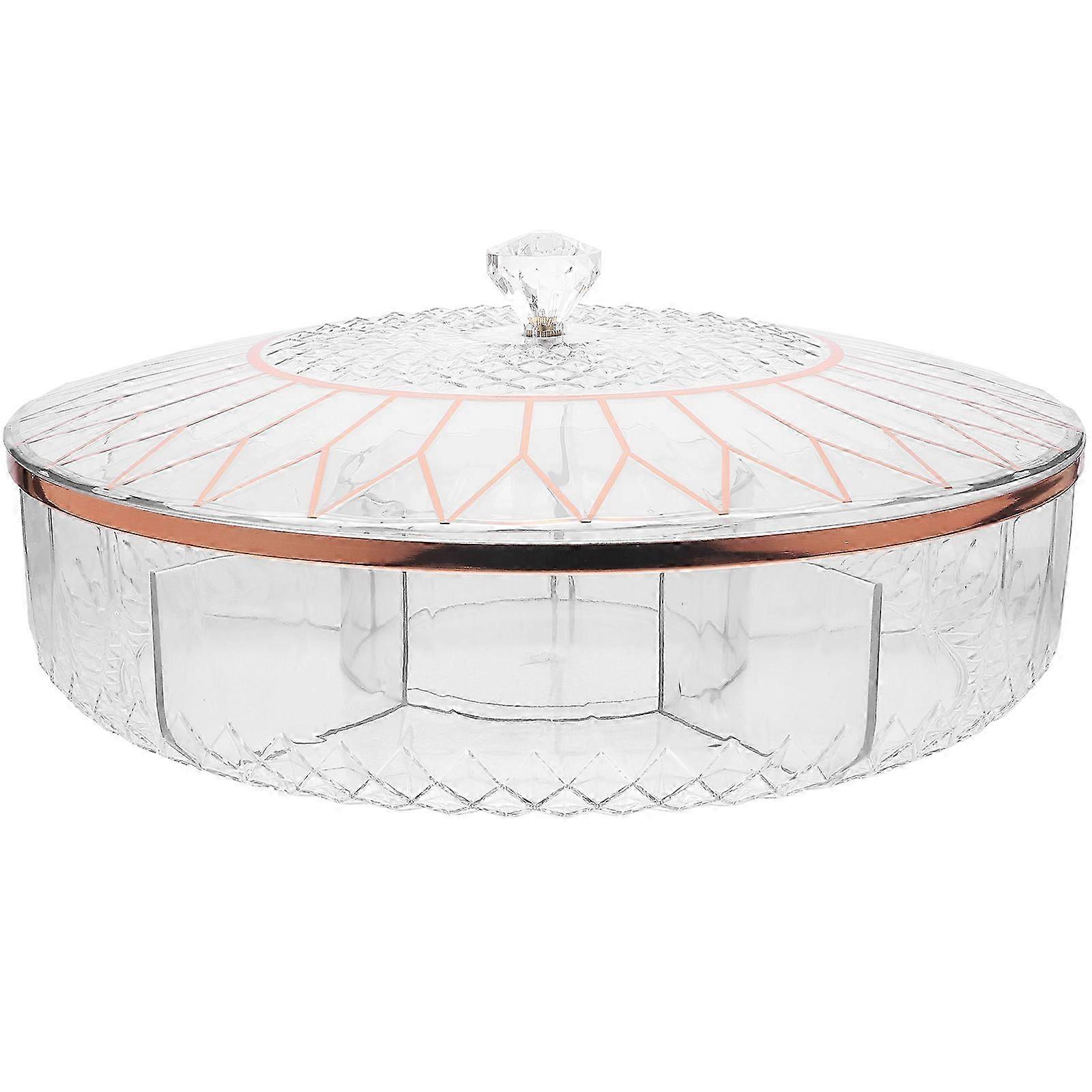 Kapaklı Bölmeli Atıştırmalık Tepsisi - 29,5x29,5x8 cm Kuru Meyve Saklama Tabağı