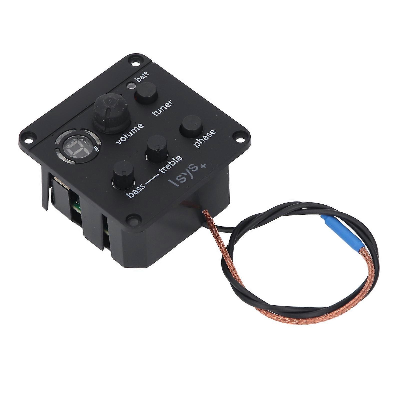 Guitar Pickup Preamp Volume Bass Treble Phase Control Onboard 7 Segment LED Tuner Guitar EQ Equalizer for ISYS Plus 