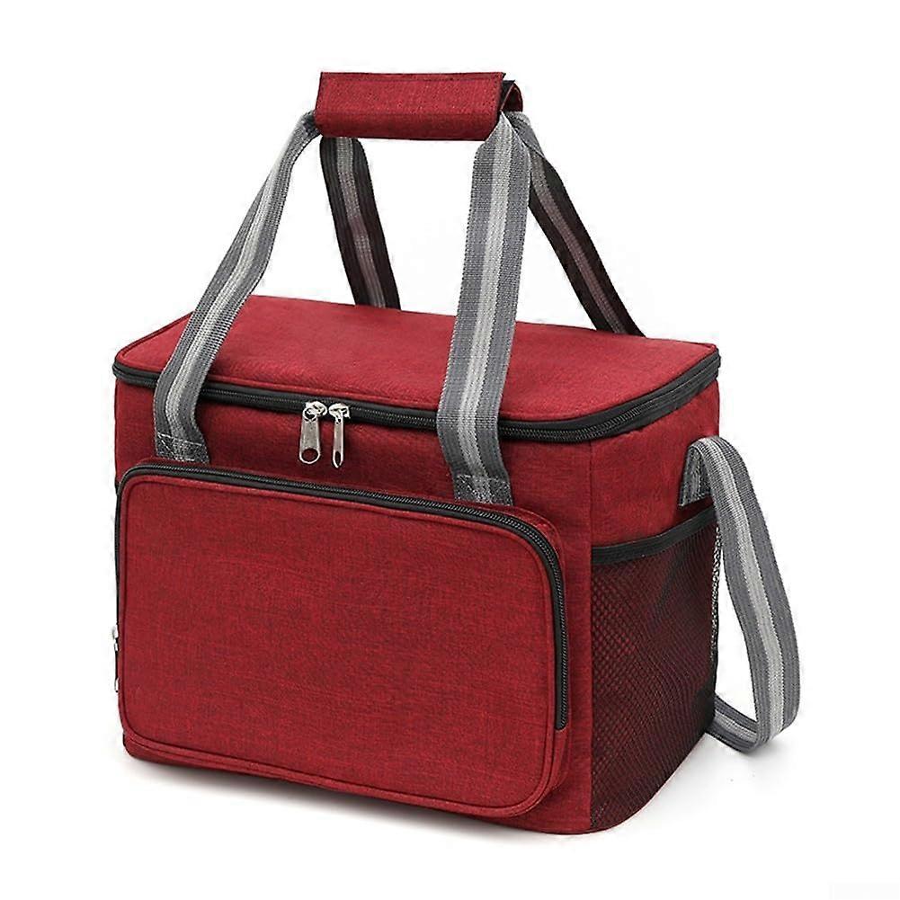 Portable Thermal Insulation Bag, Leakproof Large Capacity Lunch Bag for Outdoor Use, Red Wine Handbag