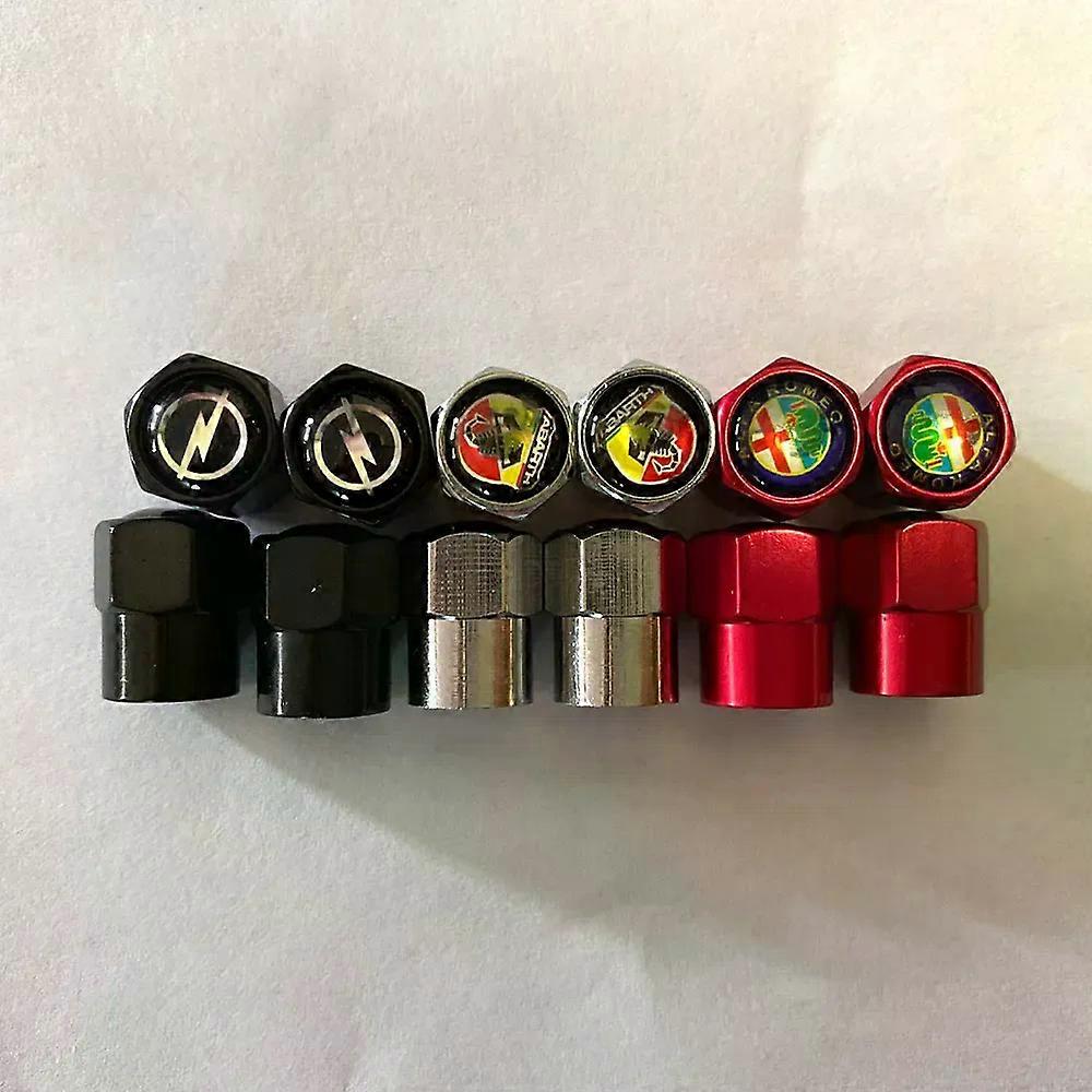 4 יחידות גלגלי אלומיניום מכסי שסתום צמיגים כיסוי גזע עם לוגו המותג מתאים ל abarth bmw M benz מזראטי סובארו לנד רובר (שחור) shry