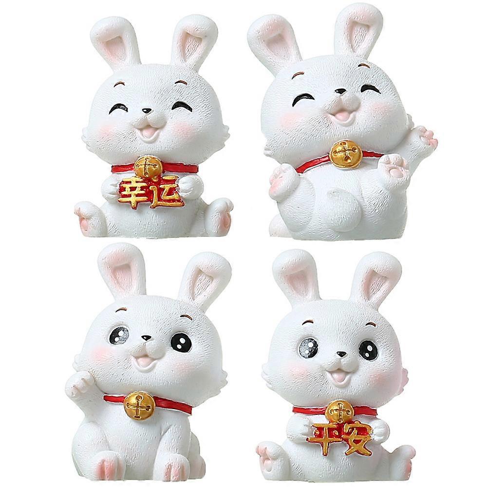 Desk Rabbit Figurine Zodiac Rabbit Figurine Year of the Rabbit Celebration Assorted Color Resin 4Pcs