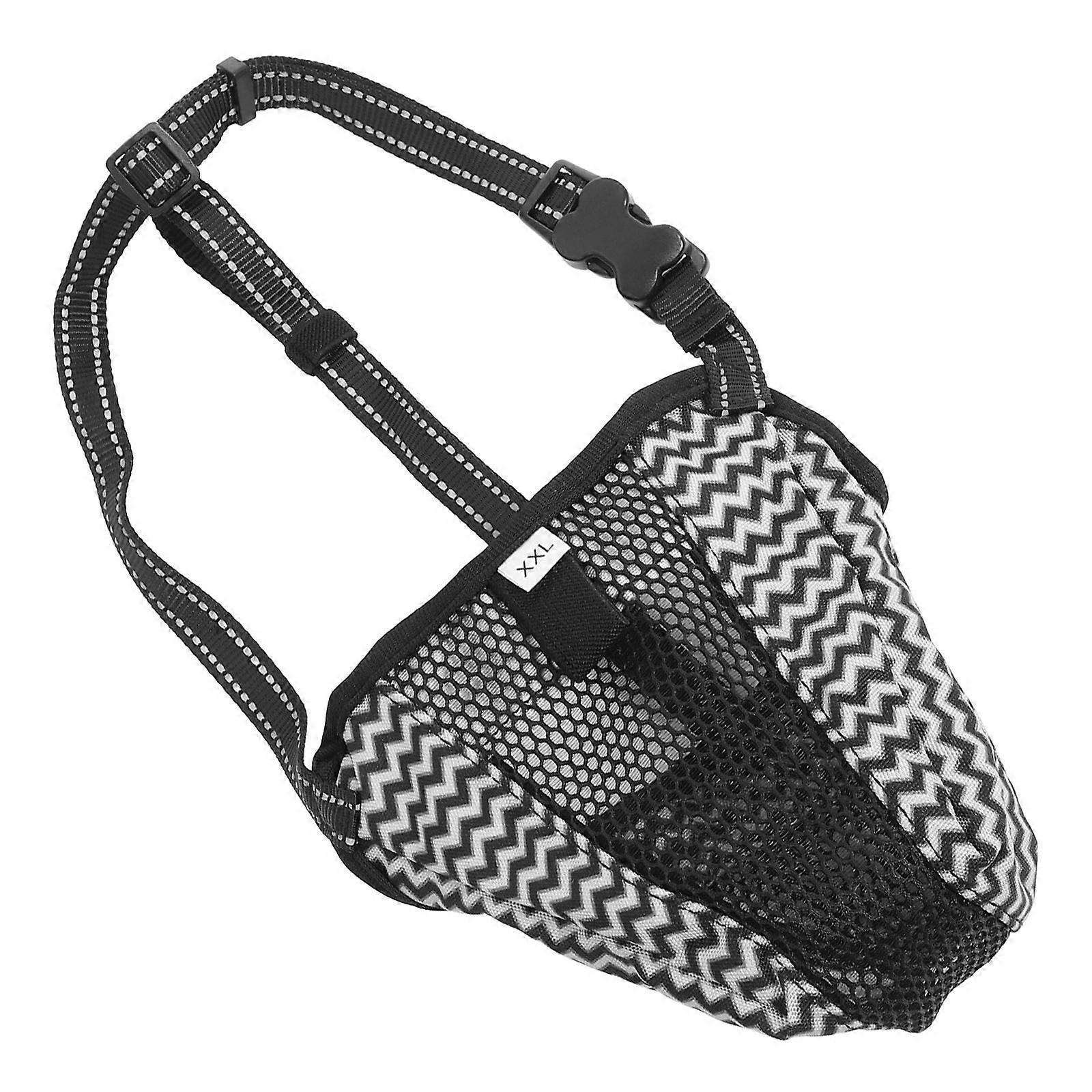 Pet Muzzle for Dog Breathable Mesh Design Prevent Chewing for Medium and Large Sized Dog Grey XXL 1Pcs