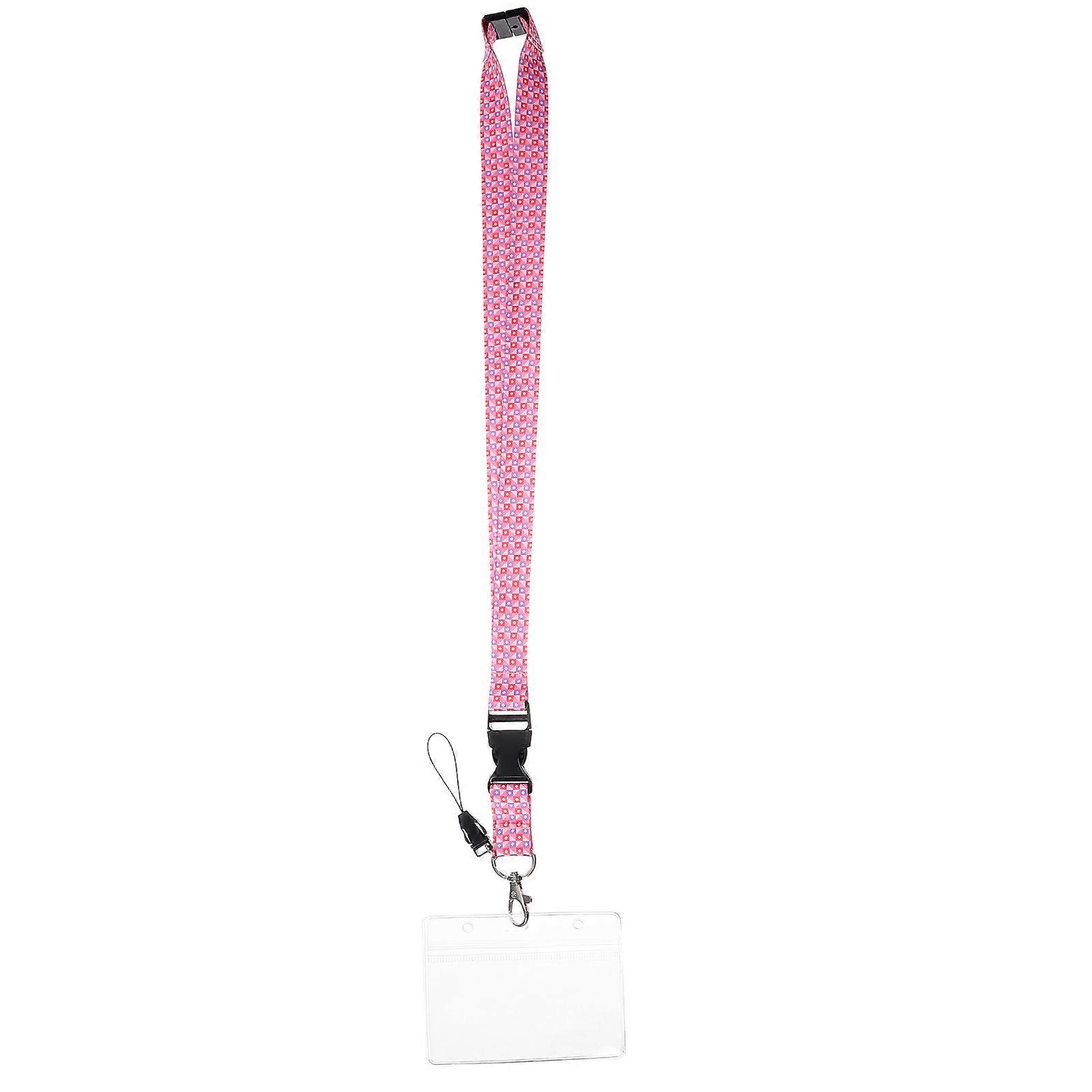 Work Badge Holder Name Badge Lanyard Aluminium Alloy School Office Use Pink 1Pack