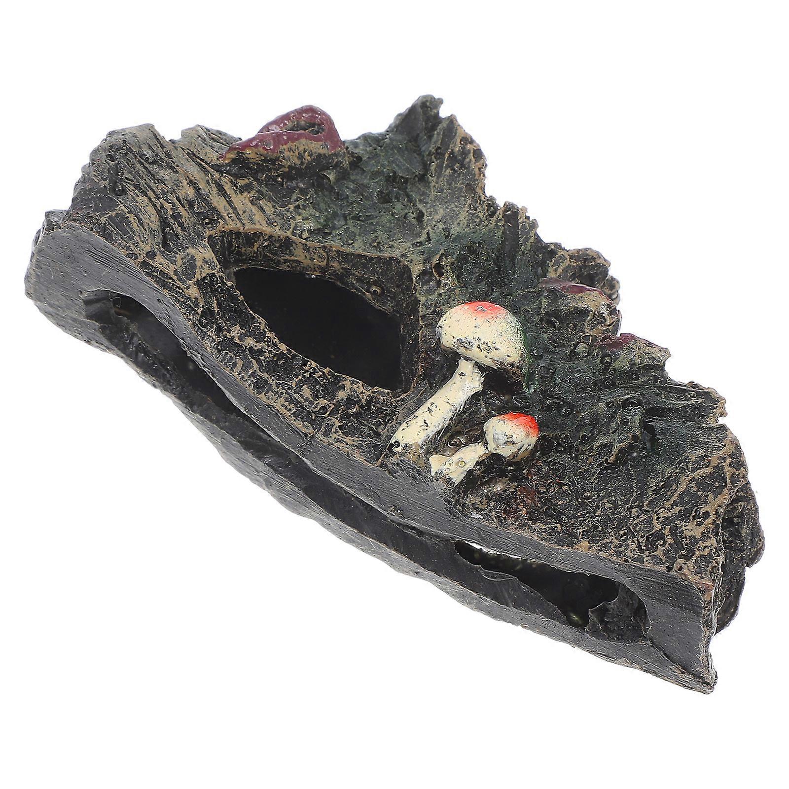 Reptile Log Hideaway Aquarium Resin Hollow Tree Trunk Decor Fish Cave 1Pack