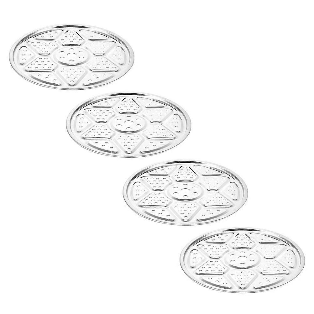 Stainless Steel Steaming Rack Cooker Steaming Tray Kitchen Utensil Round Shape Silver Color 4Pcs