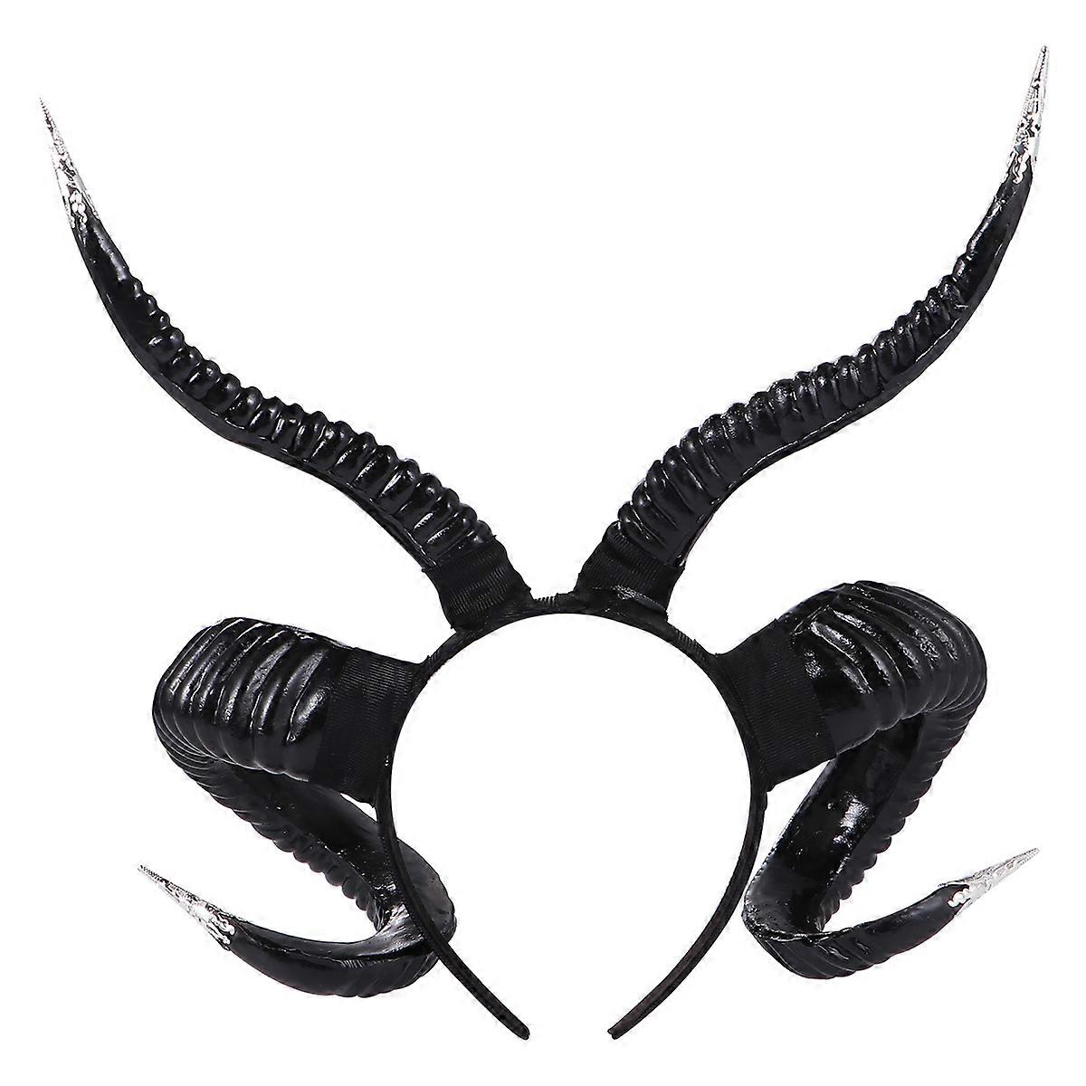 Goat Horns Headband for Cosplay, Halloween, and Party Use – Lightweight, Comfortable, Black with Silver Accents – Photography Prop Accessory
