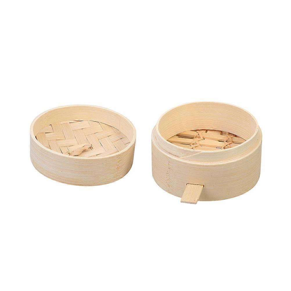 Steamer Baskets For Cooking Dumplings Home Cooking 9x9x7 Cm Bamboo Tight-Fitting Lid 1 Set
