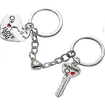 Matching Keychains For Couples Heart Pendant Christmas Present 2Pairs