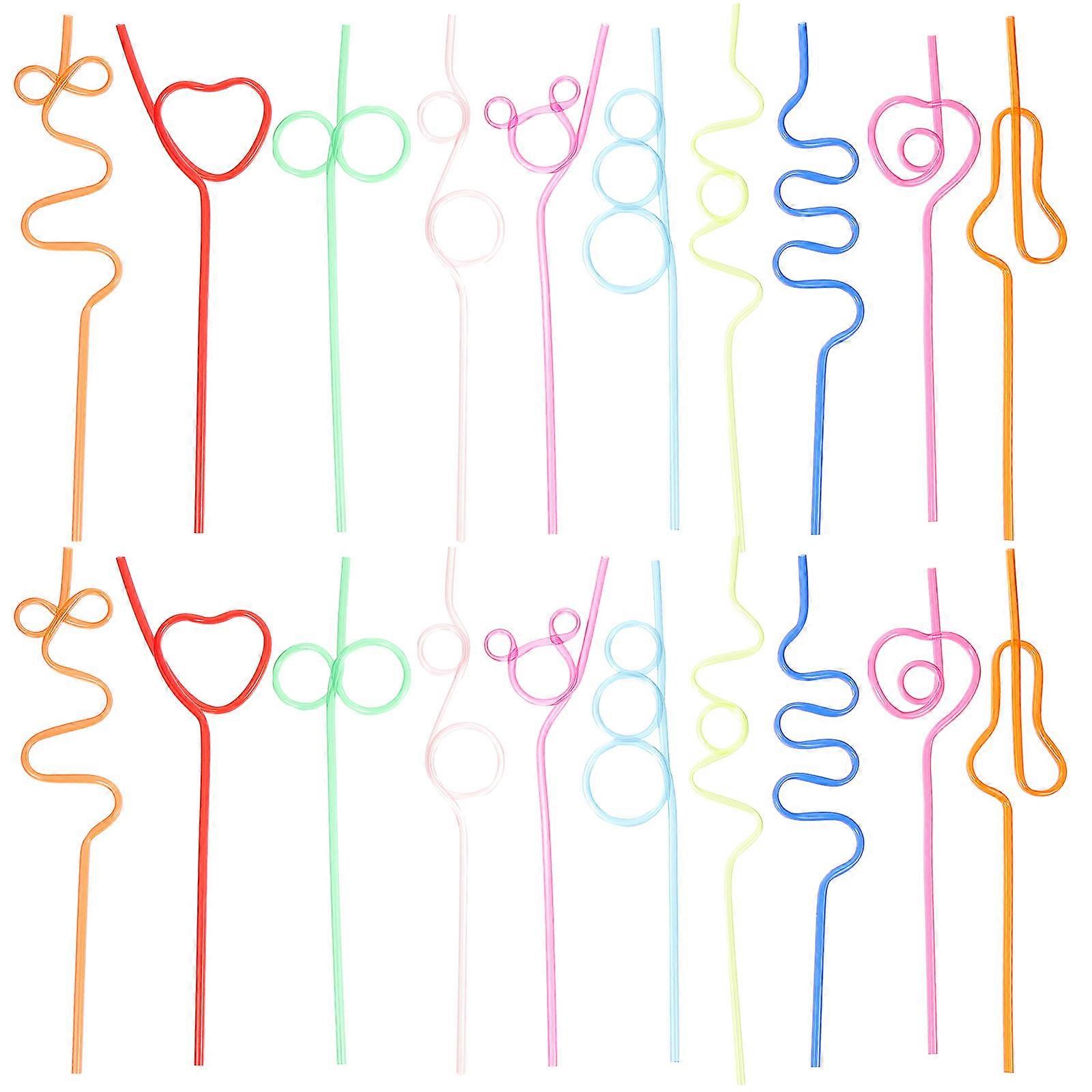 Party Straw Decoration Wave Pattern For Unique Party Assorted Color 26x3cm Washable 20Pcs