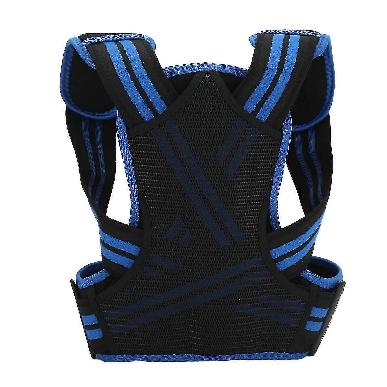 Posture Corrector Back Straightener Belt Support Elastic Comfortable Brace for Men Women L Blue
