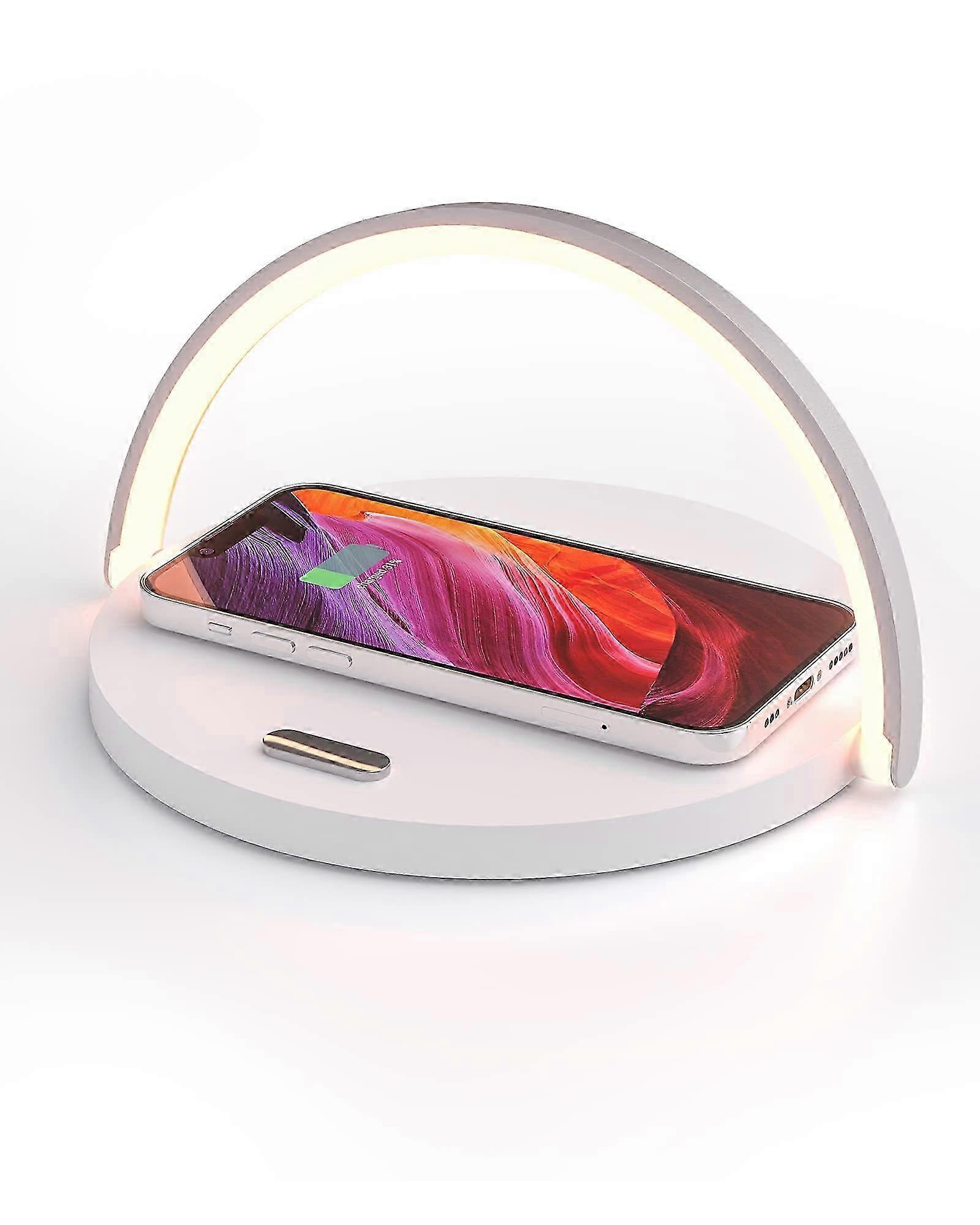 LED Desk Lamp with Wireless Charger, Table Lamp with Touch Control, 3 Brightness Levels, Cell Phone Holder and Eye-Caring Night Light for Kids Adult H