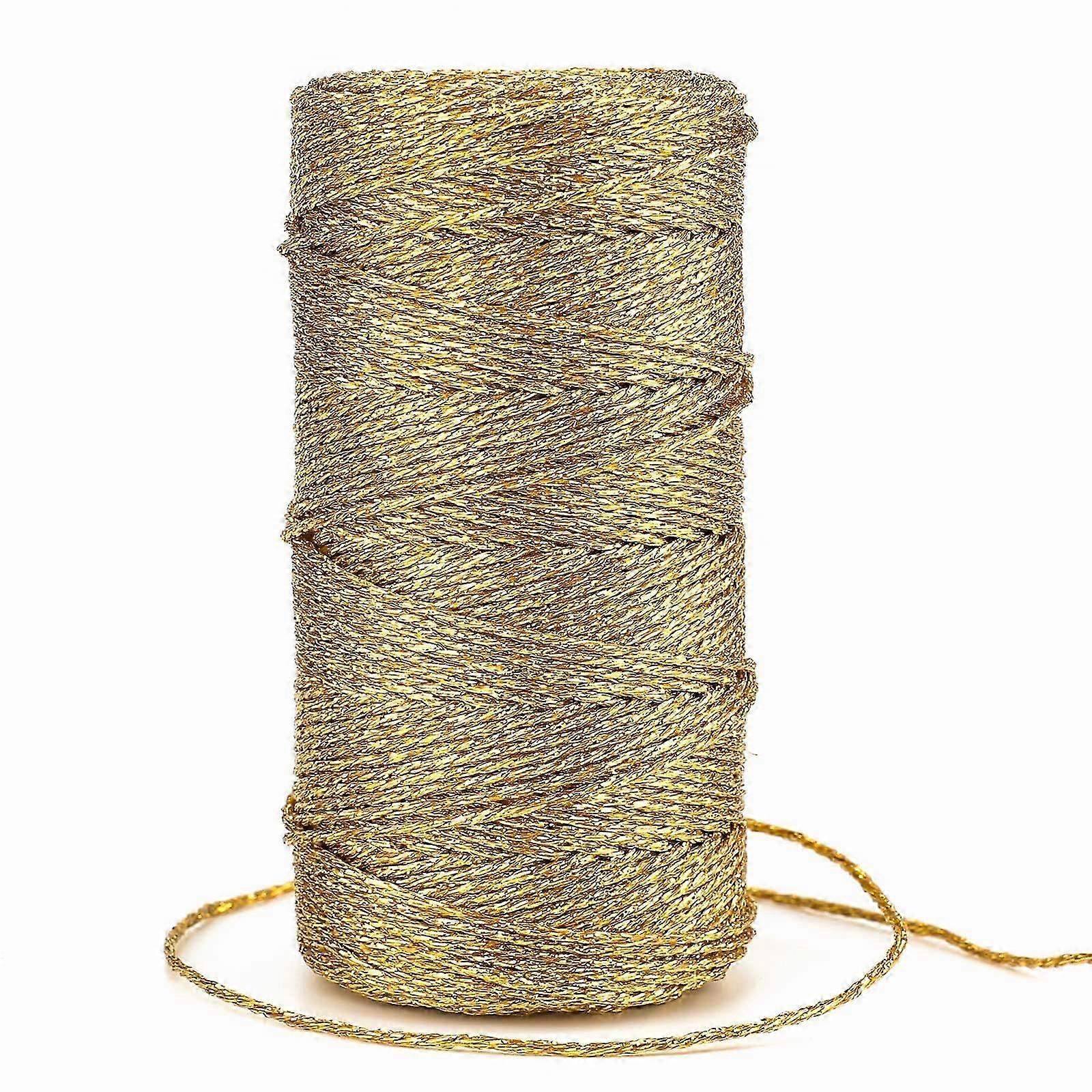 100M Decorative Metallic String - 1.5mm Gold Twine String Thread Twine- Jewelry Thread Cord for DIY Crafts Gift Wrapping & Wedding Favors