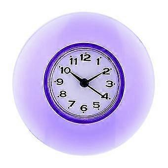 Waterproof Suction Cup Mini Bathroom Clock Purple Round Design Easy-To-Install Accurate Time Display Durable Plastic Battery-Operated For Bathroo