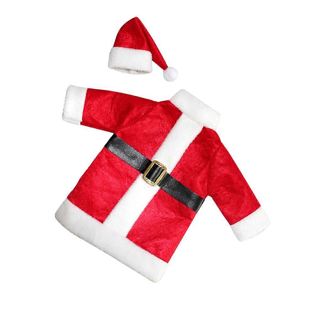 Cover Christmas Elements Design Pouch Clothes and Hat Red 28x19cm Reusable Decorative 1Set