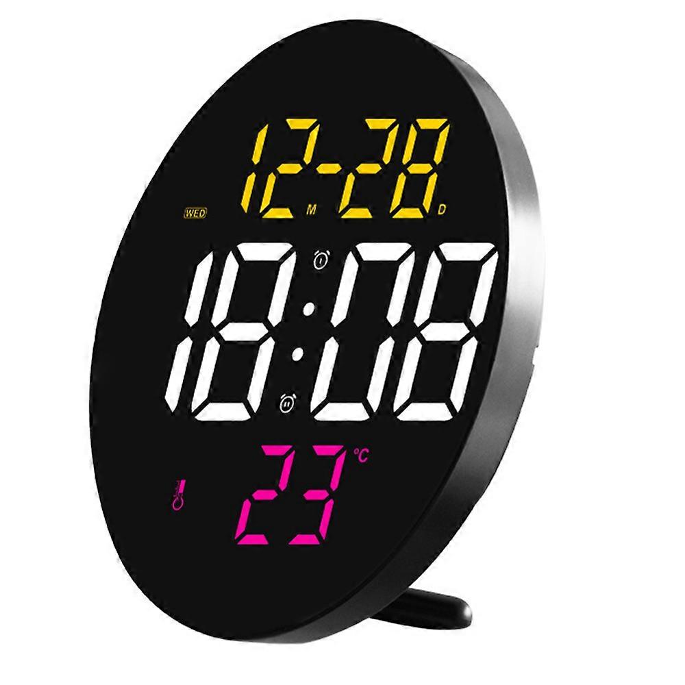 9-Inch Creative Dual-Purpose Led Clock Multi-Function Living Room Clock Bedside Clock-Yellow And Pink