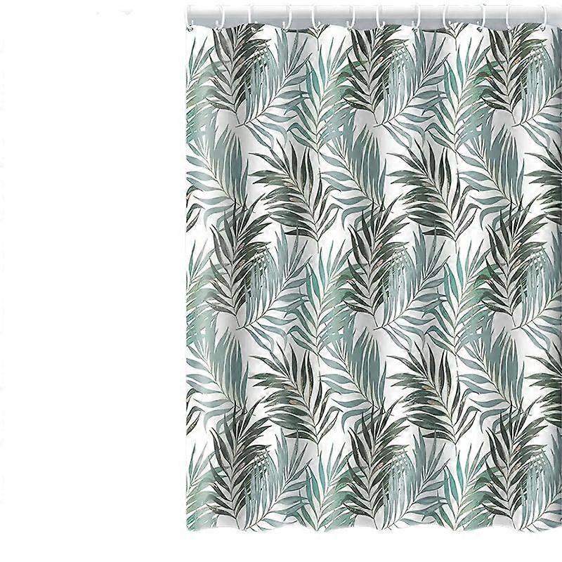 1pcs Semi-narrow bathroom shower curtain, eucalyptus leaf pattern