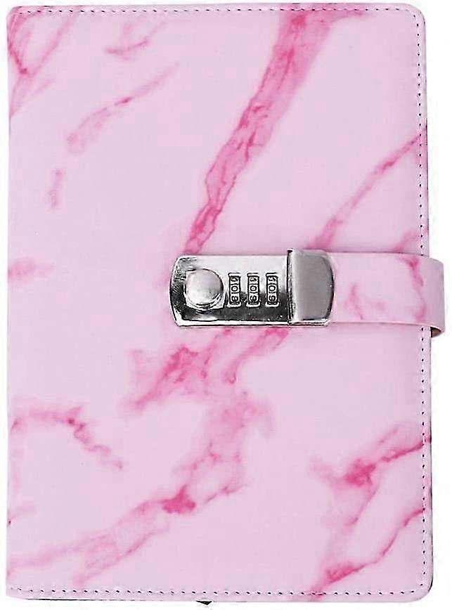 Secure A5 Notebook - Combination Lock & PU Leather Cover, 100 Sheets, Pink for UK Users