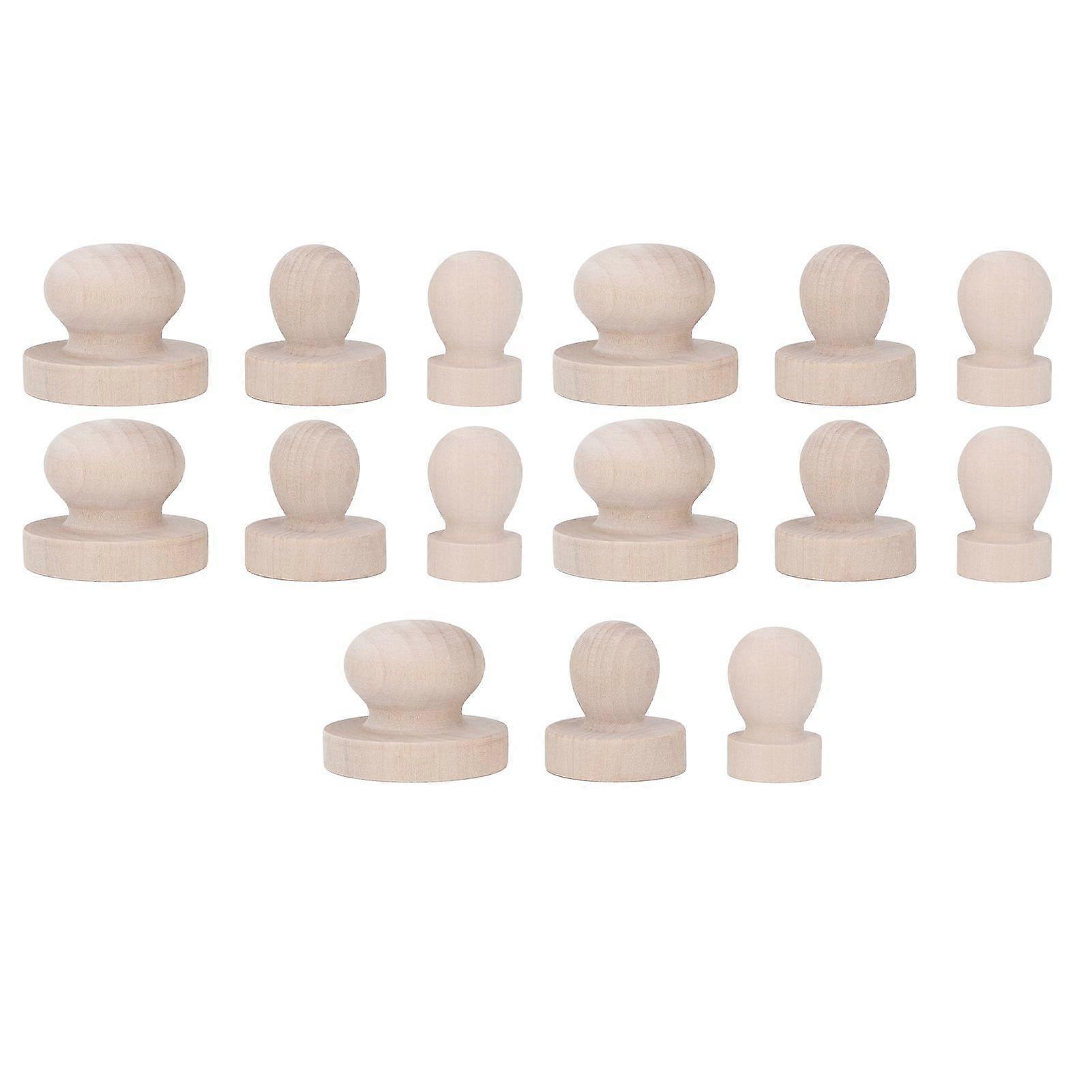2025 Latest Model 15Pcs Wooden Stamp Handle Assorted Size Sturdy Pinewood