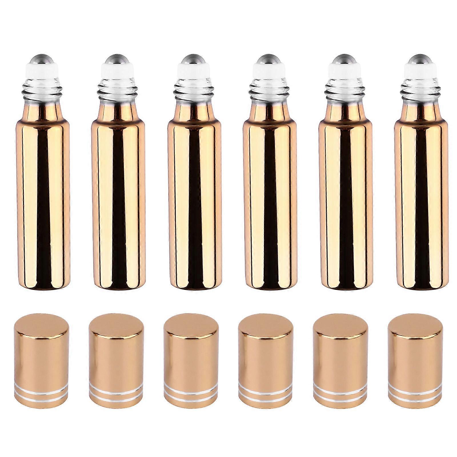 Cutting Line Cap Perfume Bottles for Storage Use 6Pcs Roll on Bottles with Stainless Steel Ball