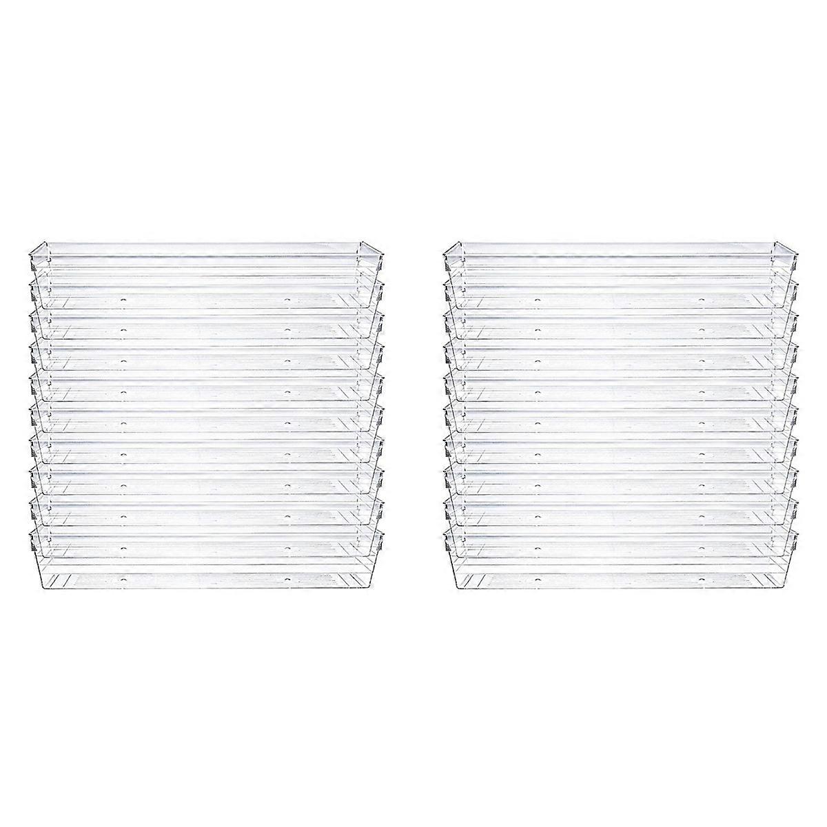 10 Pack 12 x 3 x 2 Inch Clear Drawer Organizer Trays, for Kitchen