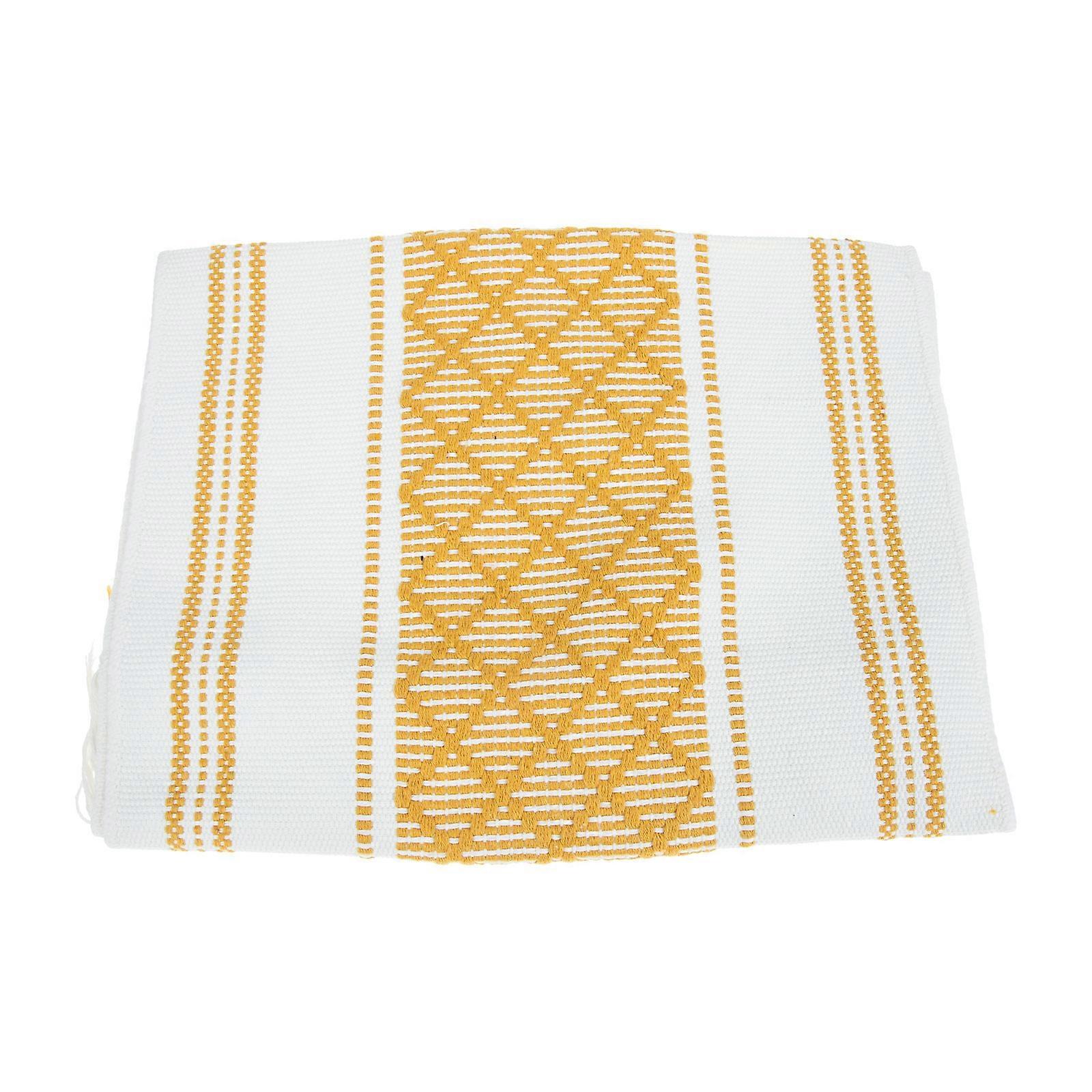 Braided Stripe Table Runner Decorative Table Runner Side Table Use Cloth Material Light Yellow 1Pack