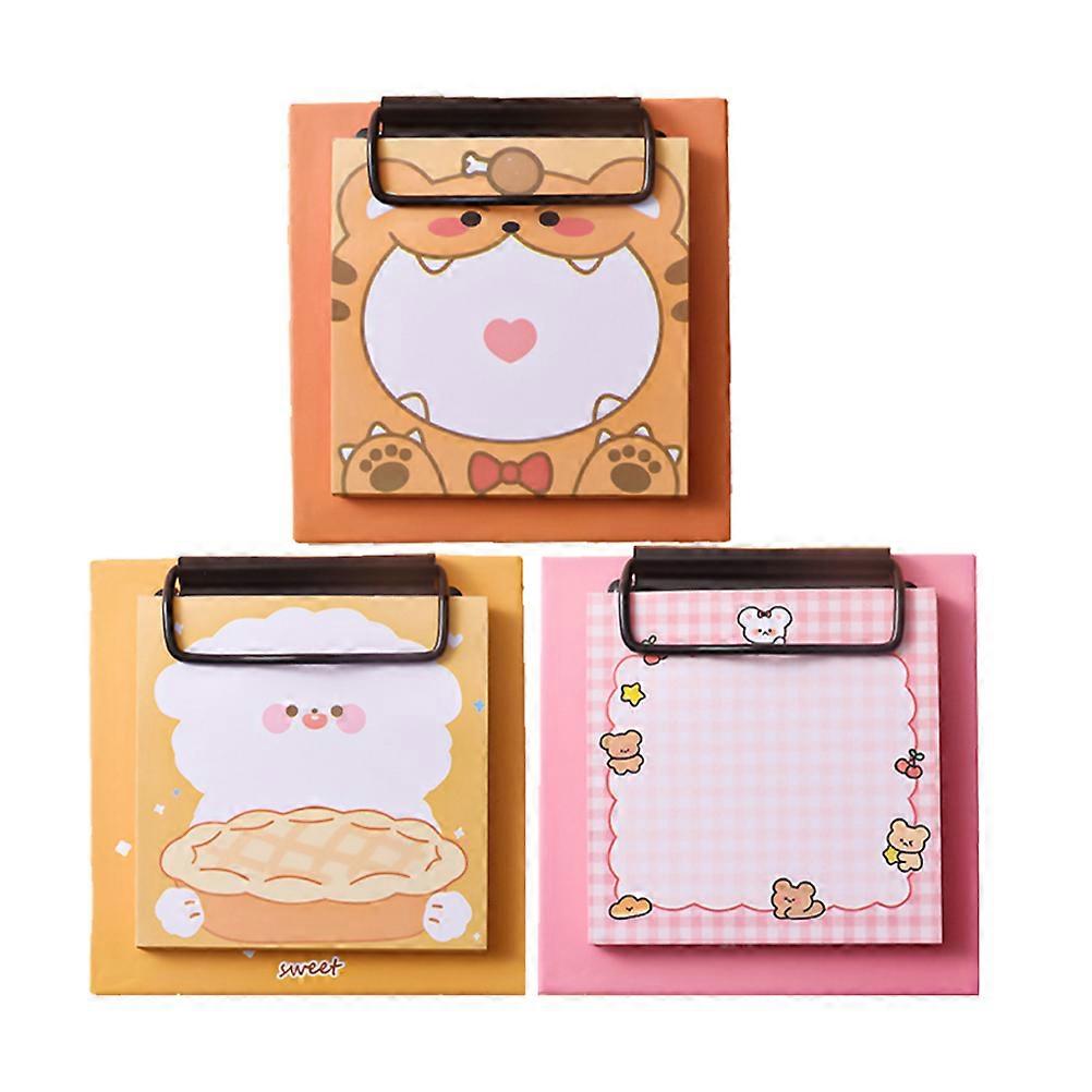 3pcs Cute Cartoon Clipboard Notepads, Non Sticky Memo Pads for Students, Office Schedule Books, Handy Note Pads for Easy Organization