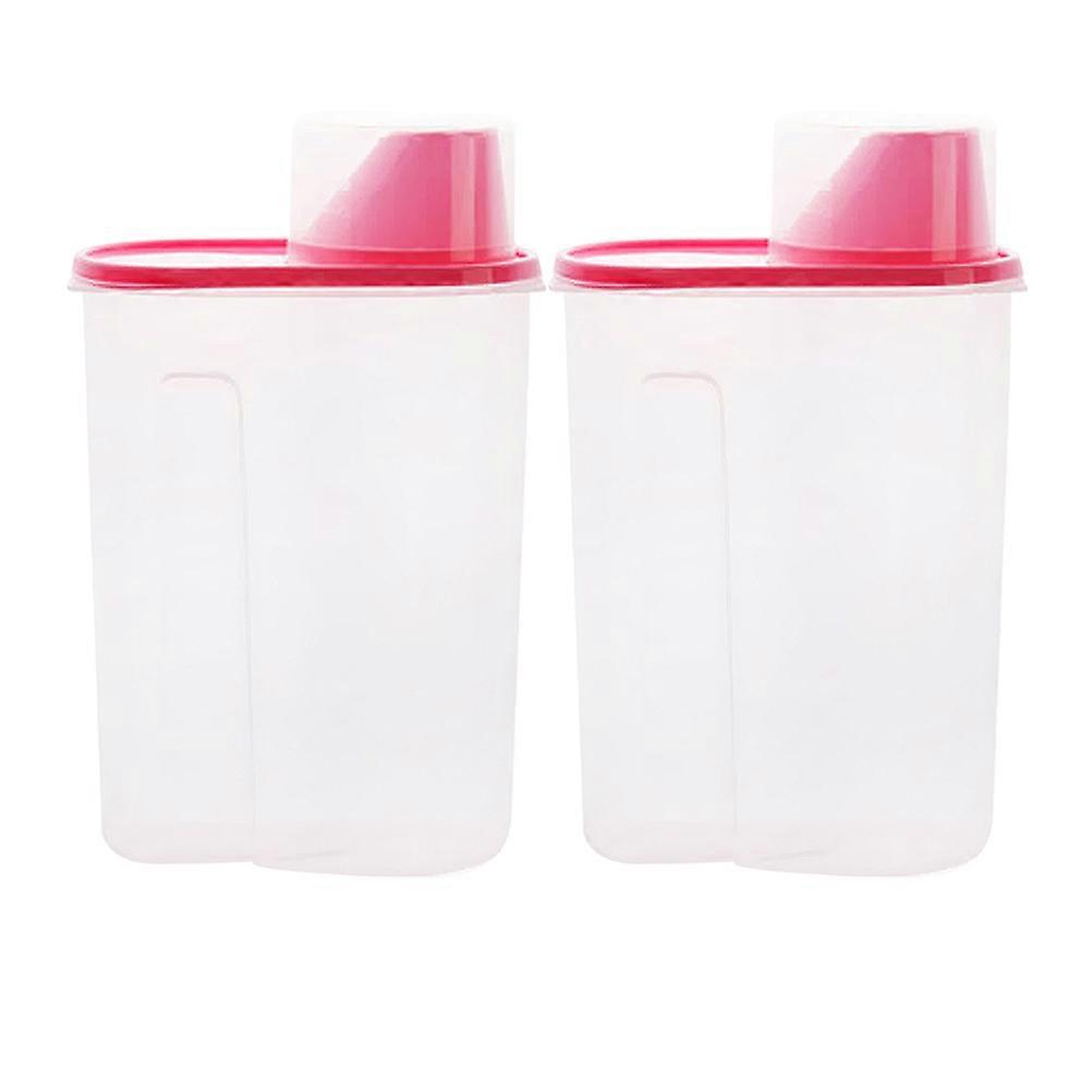 Grain Storage Container Plastic Round Sealing Lid Home Use 2 5L Pink 2Pack