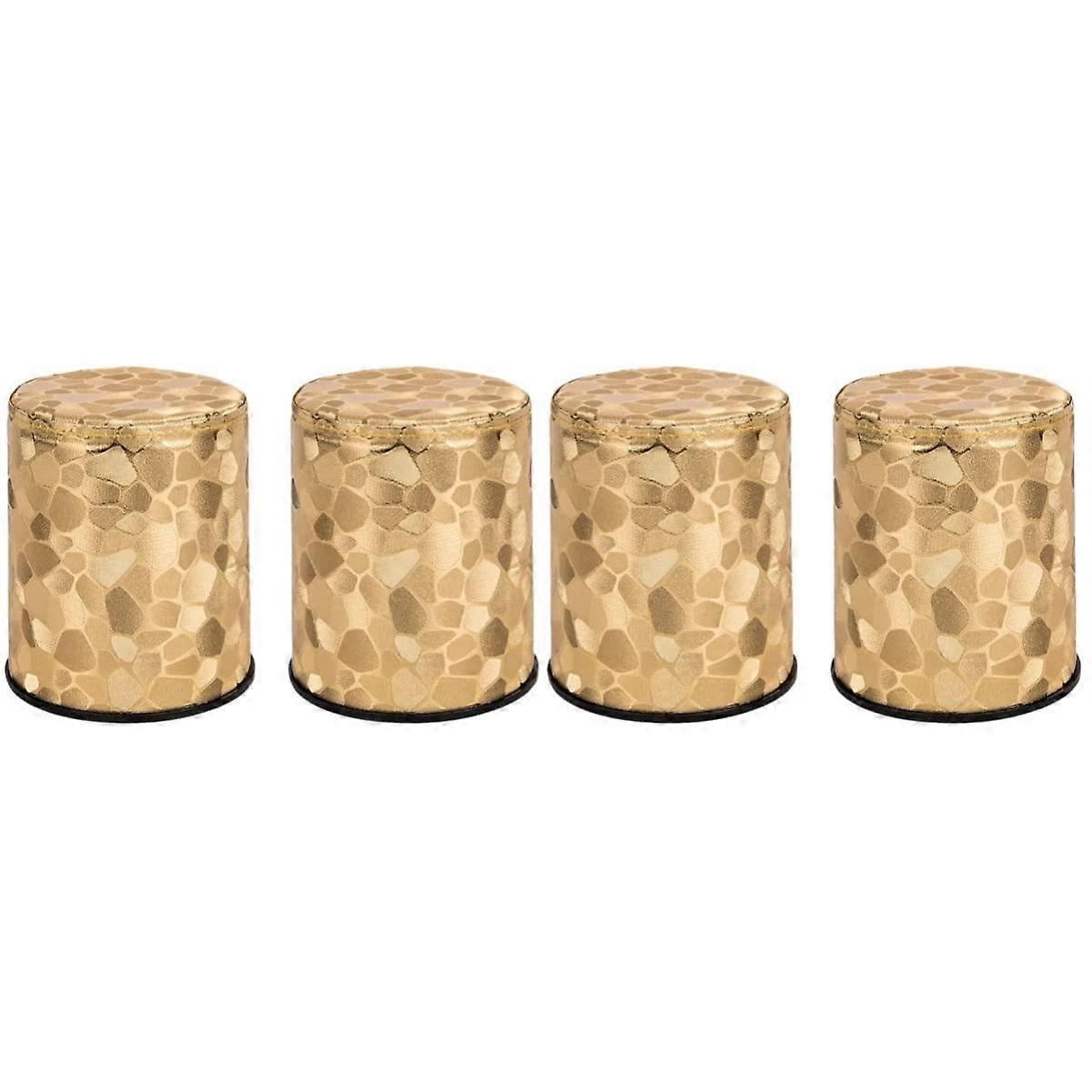 Golden Dice Cup Set of 4, Cylindrical Anti-Cheat Game Tool, Leather Bowl for KTV Entertainment and Party Shaking