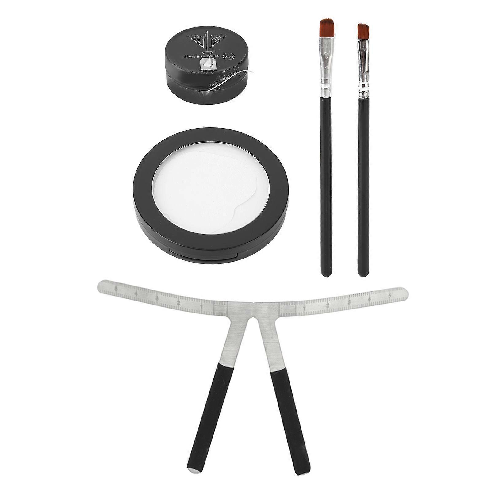 Eyebrow Mapping Kit Stencil Ruler Brow Mapping String Pigment Eyebrow Brush Set for Microblading White