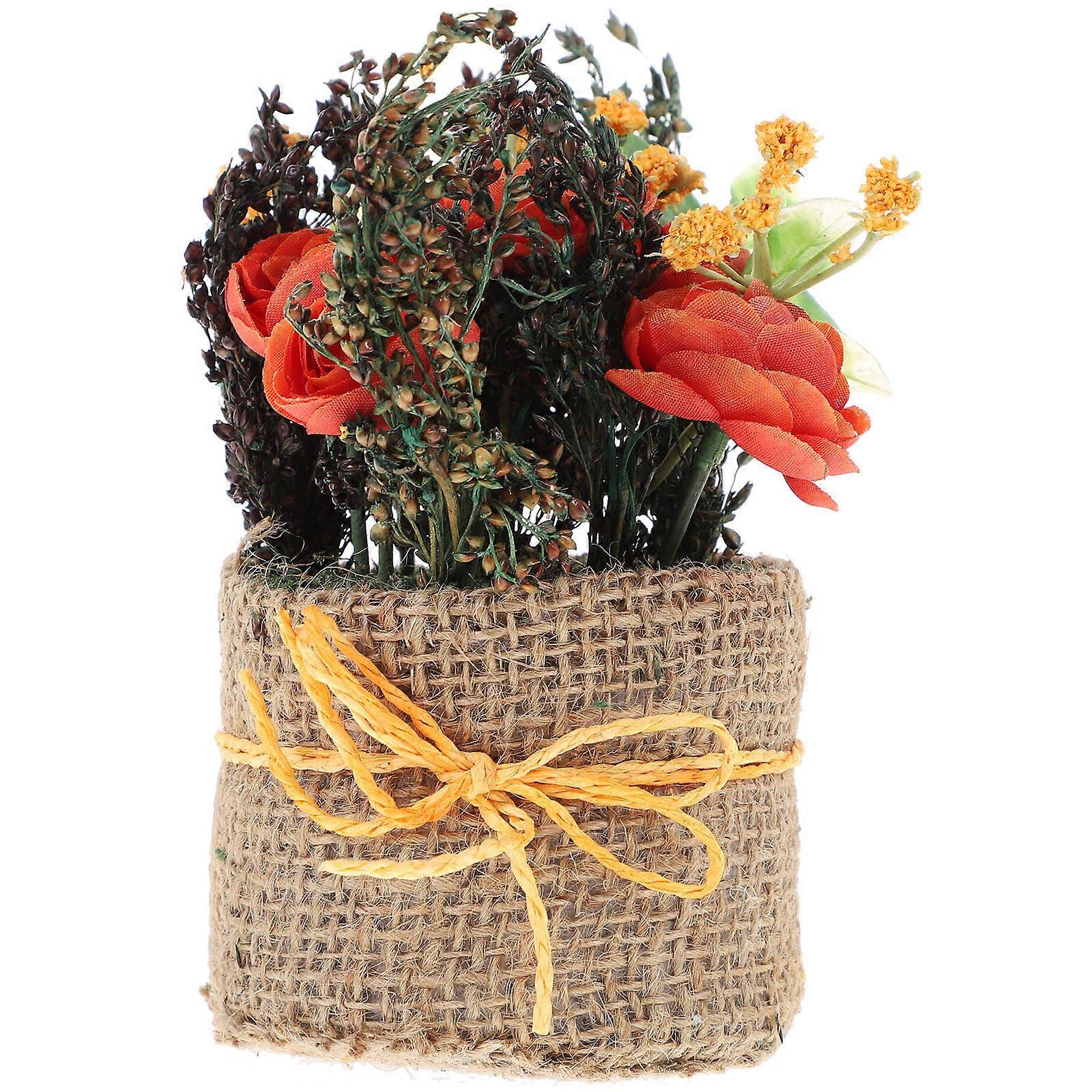 Orange Artificial Bonsai for Home Use Made of Plastic Lifelike and Water Pc