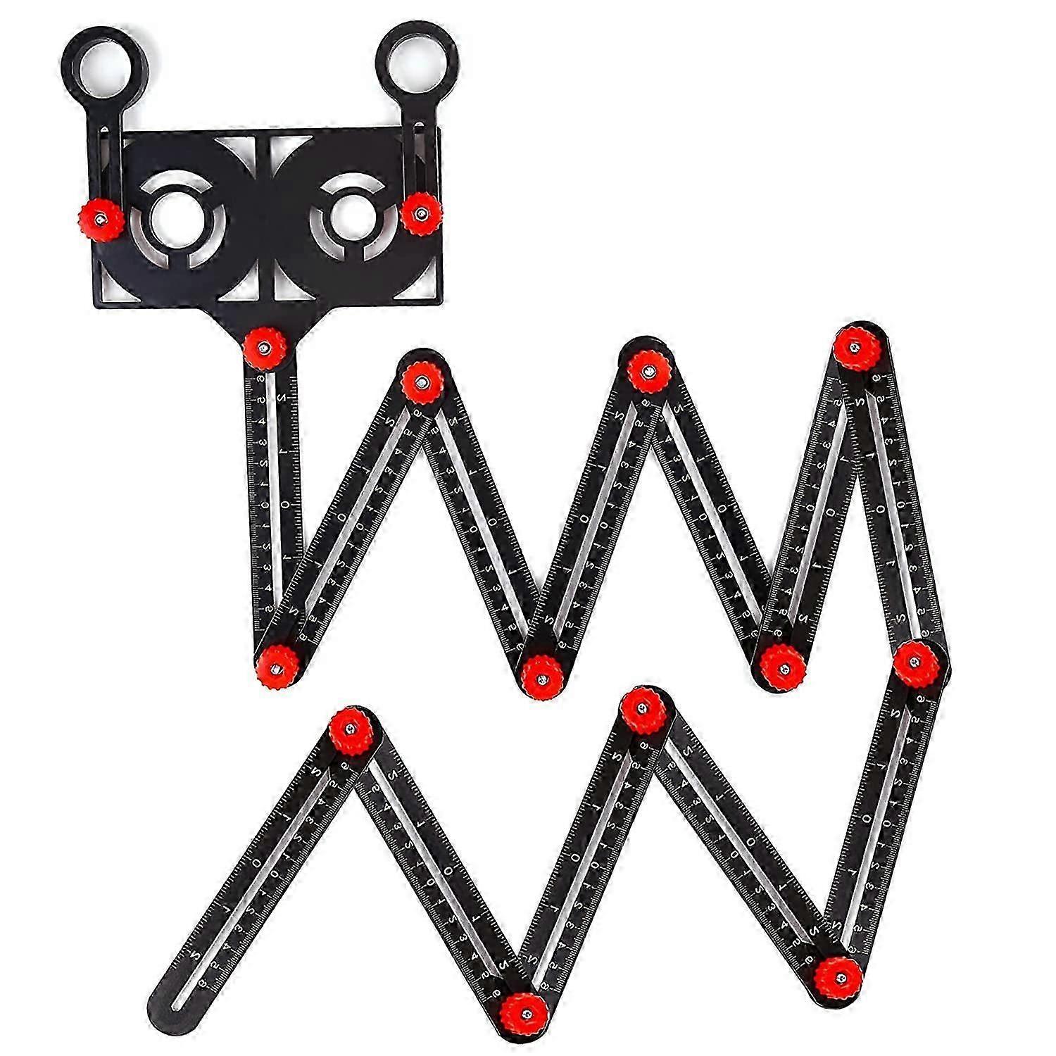 Multi-Angle Measuring Ruler with Positioning Hole,12 Sides Adjustable Aluminum Alloy,Folding Ruler