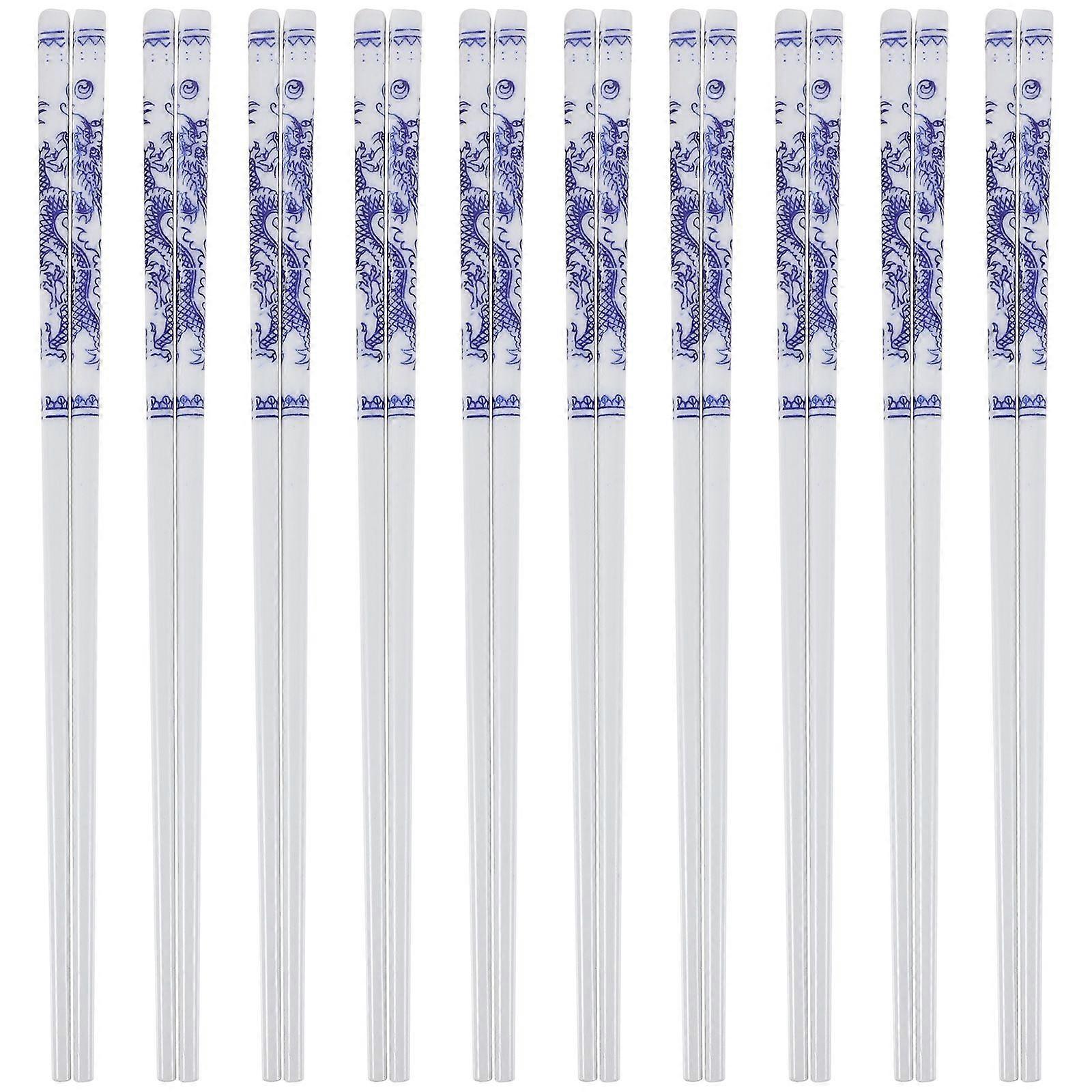 10 Pairs Porcelain Food Chopsticks Multi-function Dinner Chopsticks Home Chopsticks
