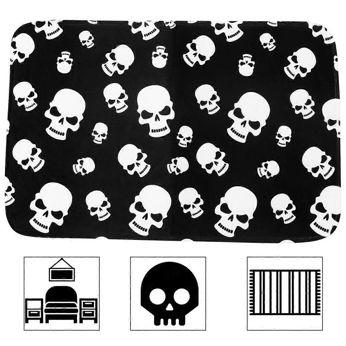 Floor Mat Halloween Theme Keep Floor Dry Non-slip Pad For Front Door Mat Flannel 60x40cm 1Pack