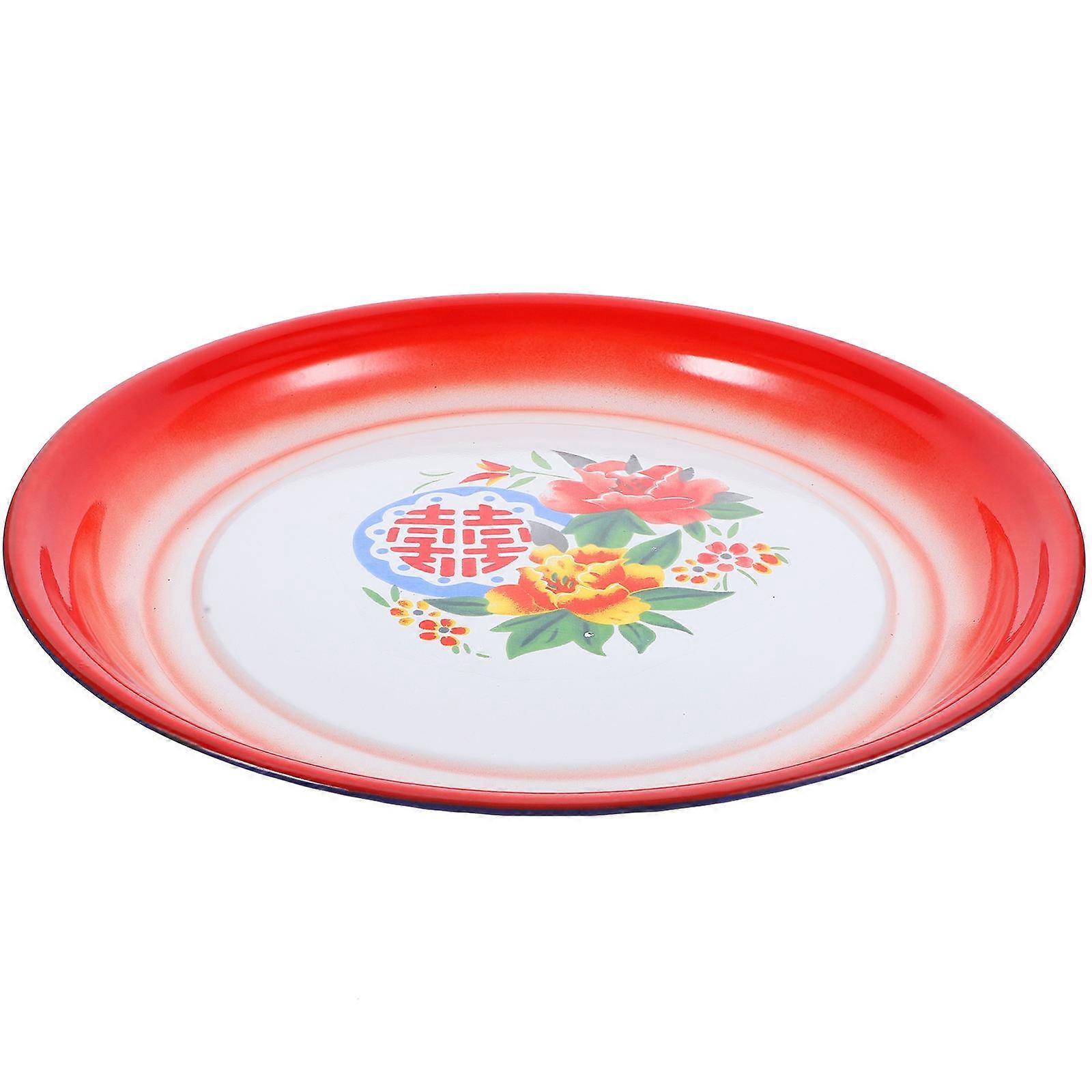 Classic Chinese Style Enamel Food Plate Multi Function Tray for Desserts, Snacks, and Tea – Safe & Versatile for Home Use and Celebrations