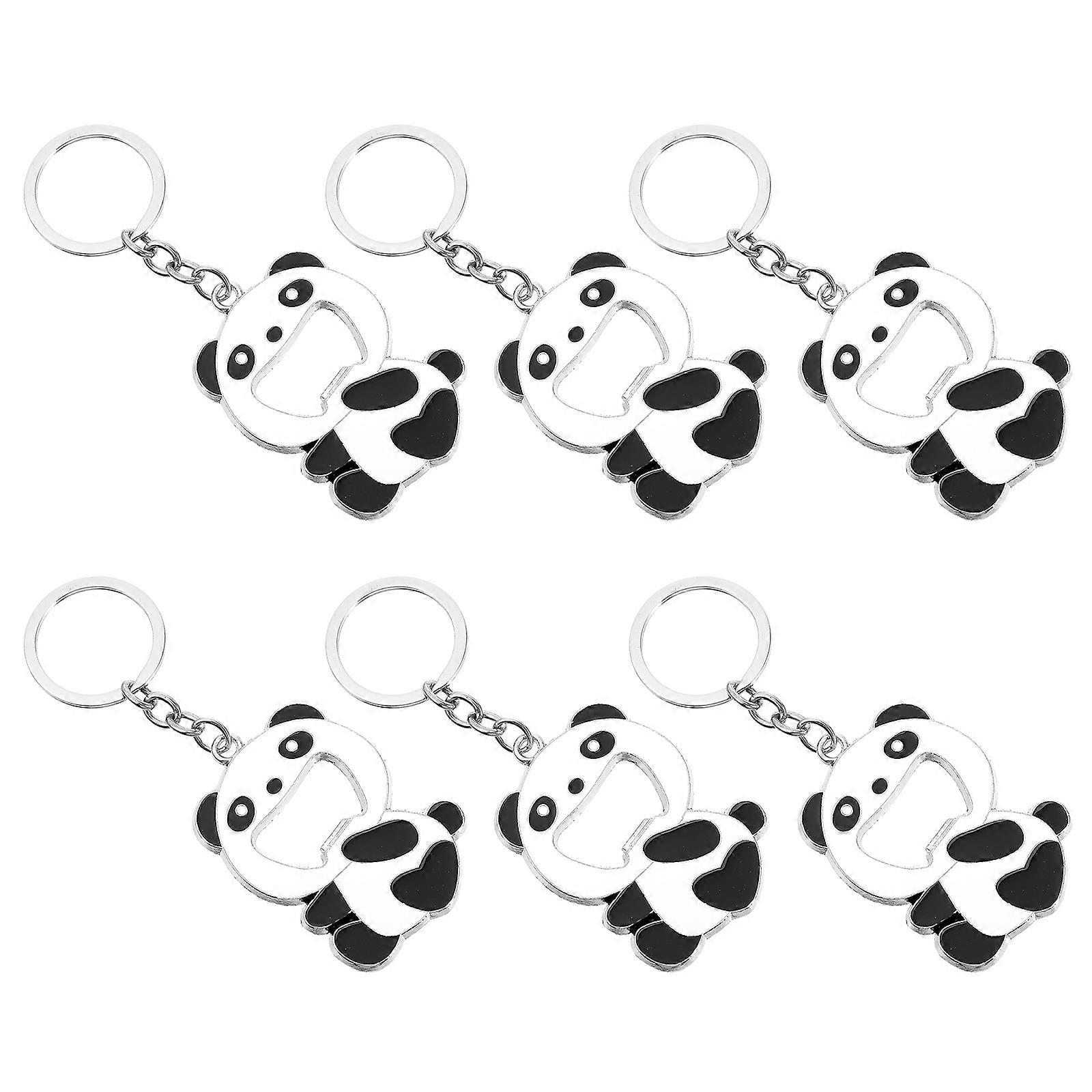 Creative Bottle Opener Keychain Metal Alloy Panda Shaped For Gift Item Daily Use 6Pcs