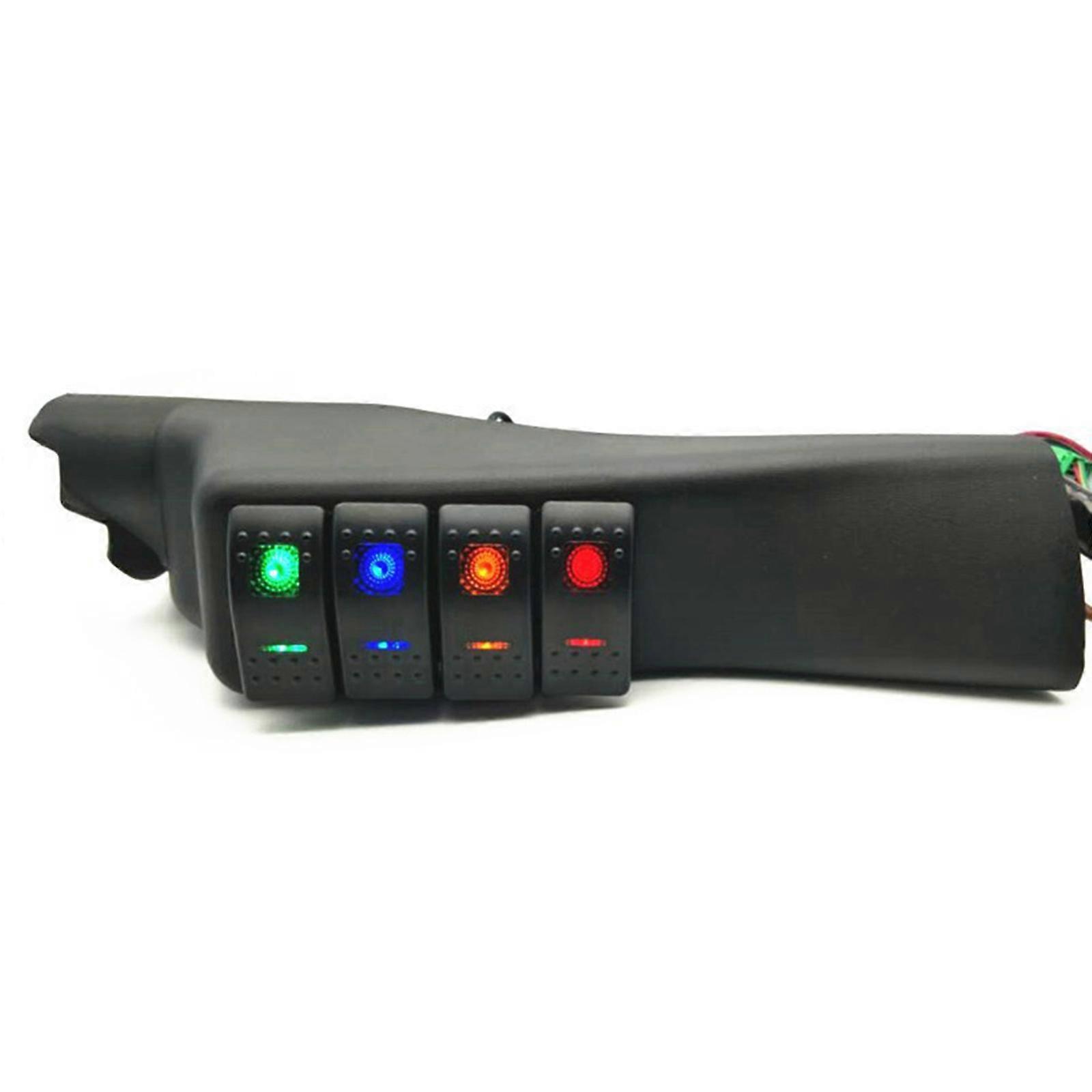 Left Hand A Pillar Switch Panel Kit with 4 LED Boats Rockers Switch Vehicle Combination On Off Suitable For JK 2011-2017 Multicolor