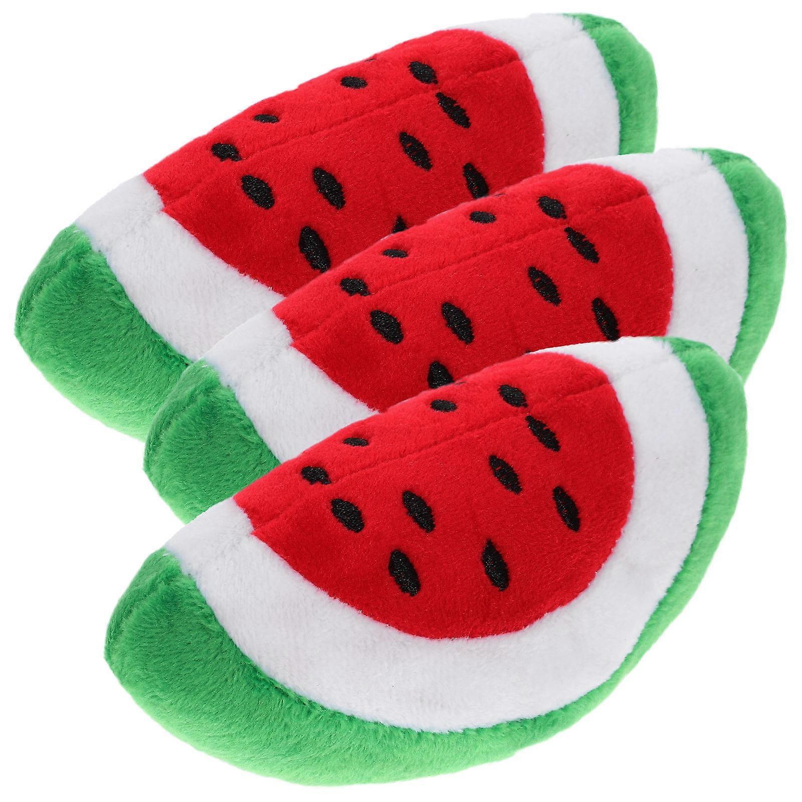 Watermelon Plush Dog Toy for Pet Playing 3Pcs Cartoon Chewers