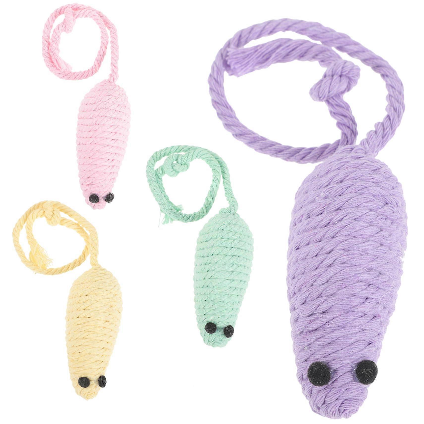 Entertainment for Your Cat, Pack of 4, Soft Cotton Yarn Balls, Rattle Paper, Cat Bite Toy, Interactive Cat Mouse Toy, Kitten Teething Toy, Cat Toy