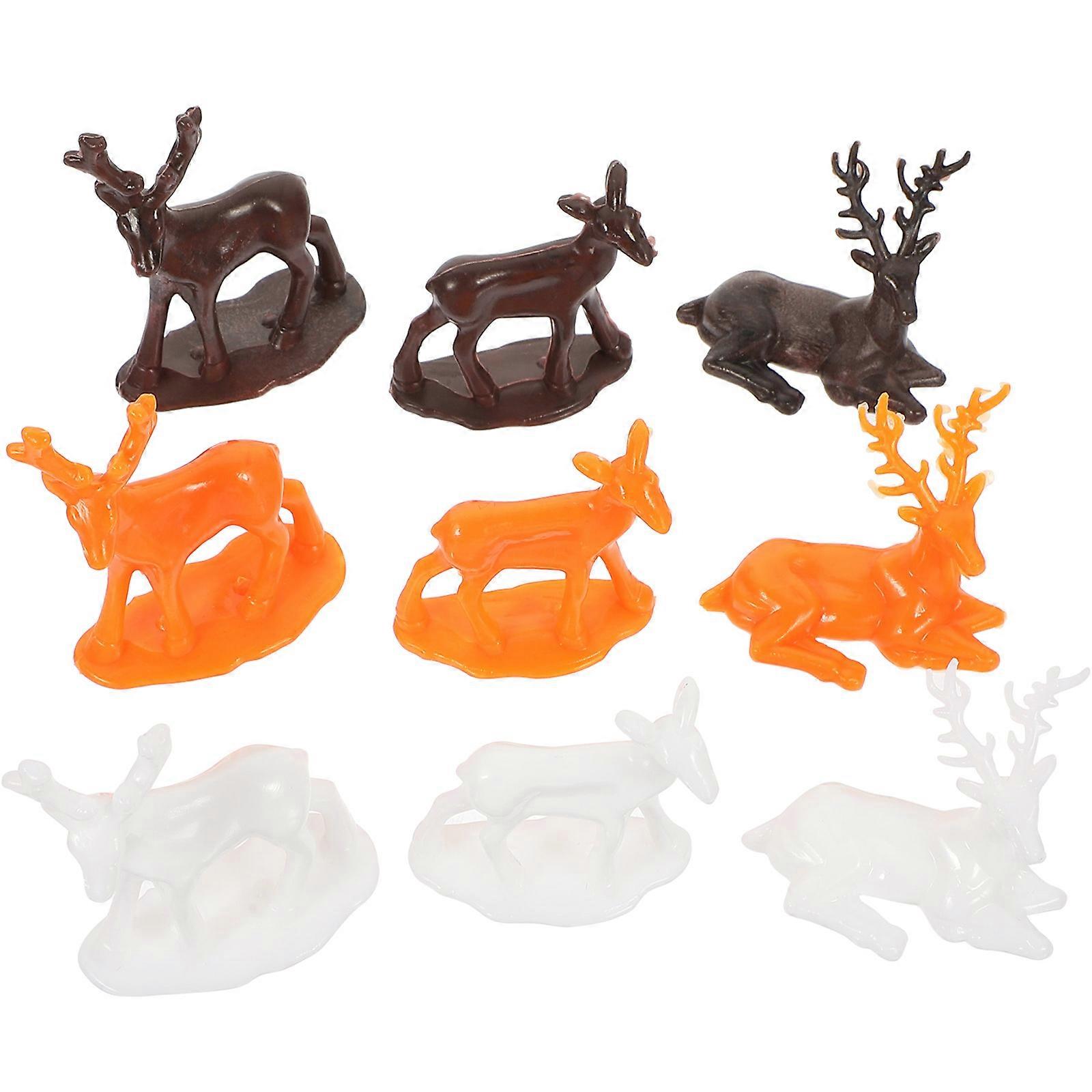 Decorative Elk Figurines Plastic Elk Mixed Color Desktop Elk Ornaments Christmas Tabletop Decorations 18Pcs