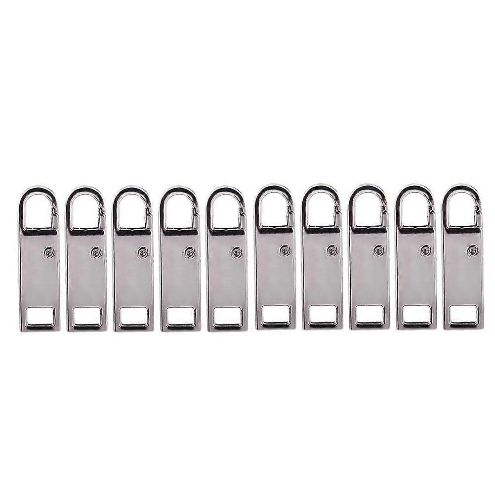 Zipper Pulls Tab Replacement Metal Zipper Puller Rectangular Practical for Backpacks Silver 3X0.86cm 10Pcs