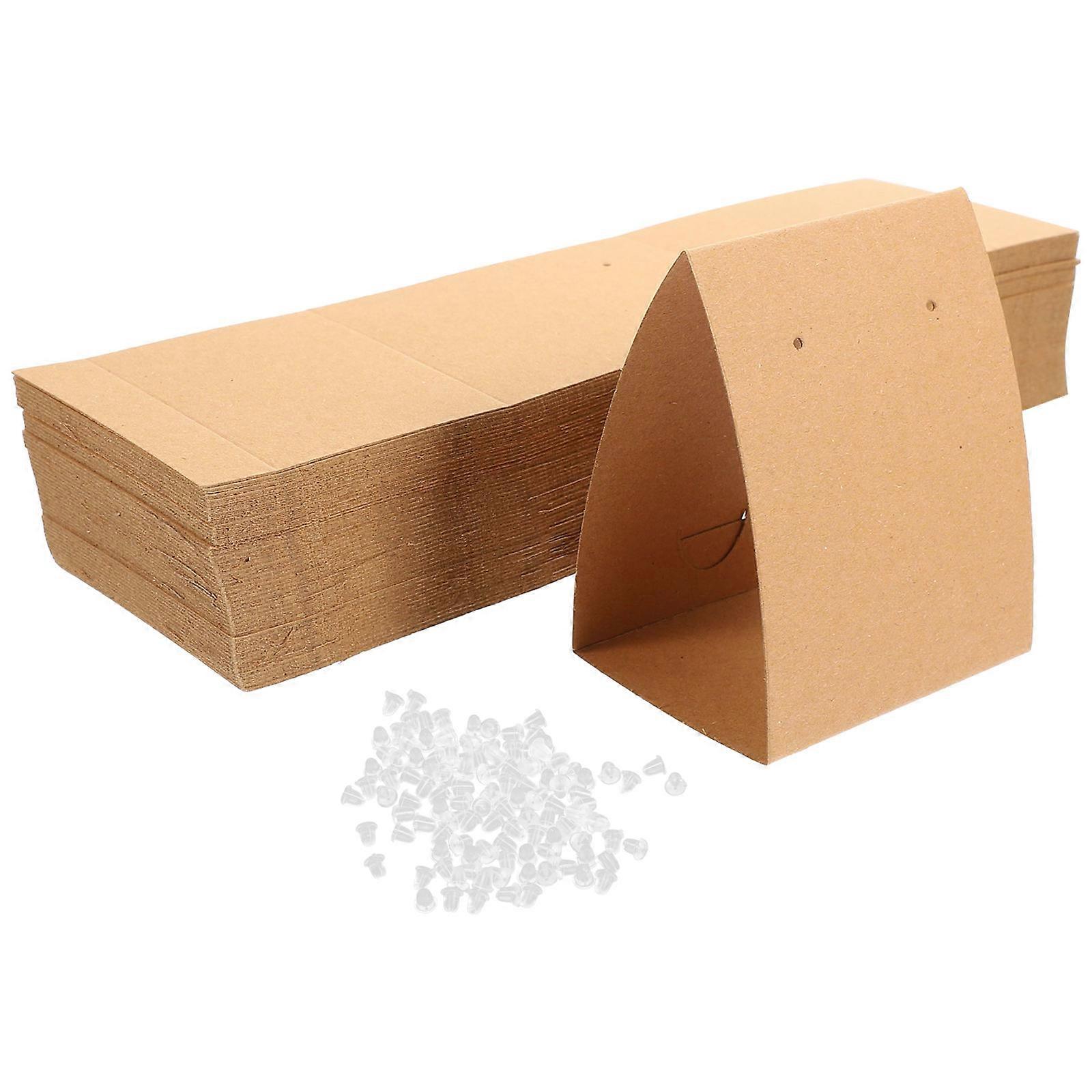 100pcs Jewelry Display Cards Kraft Paper Earrings Holder with Earring Backs