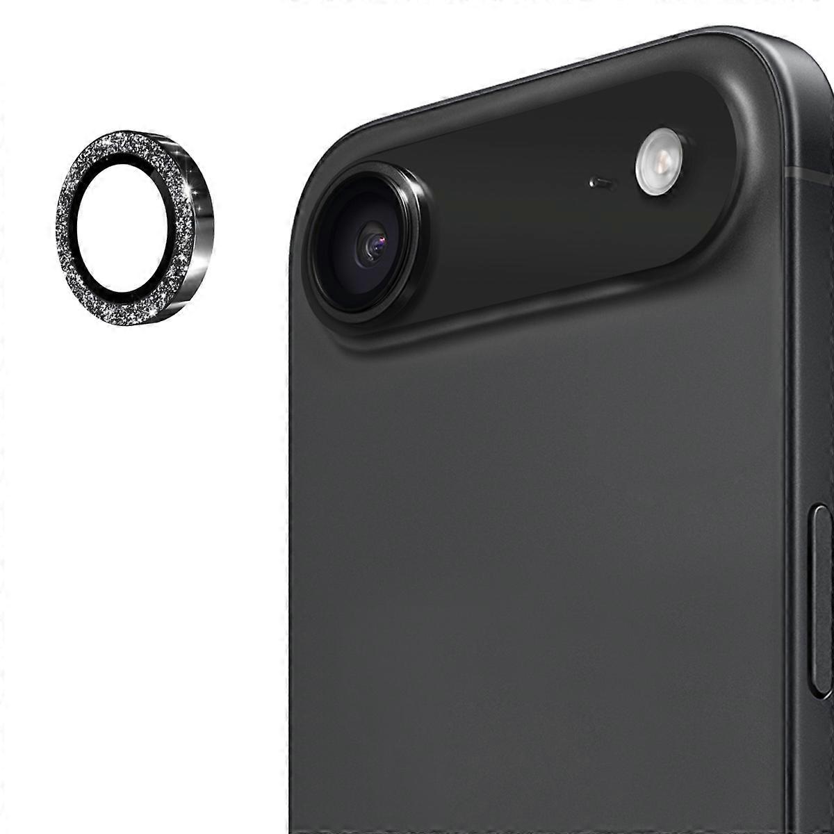 iPhone 17用エアカメラレンズプロテクターENKAYハット-王子グリッター装飾強化ガラスレンズフィルムブラック