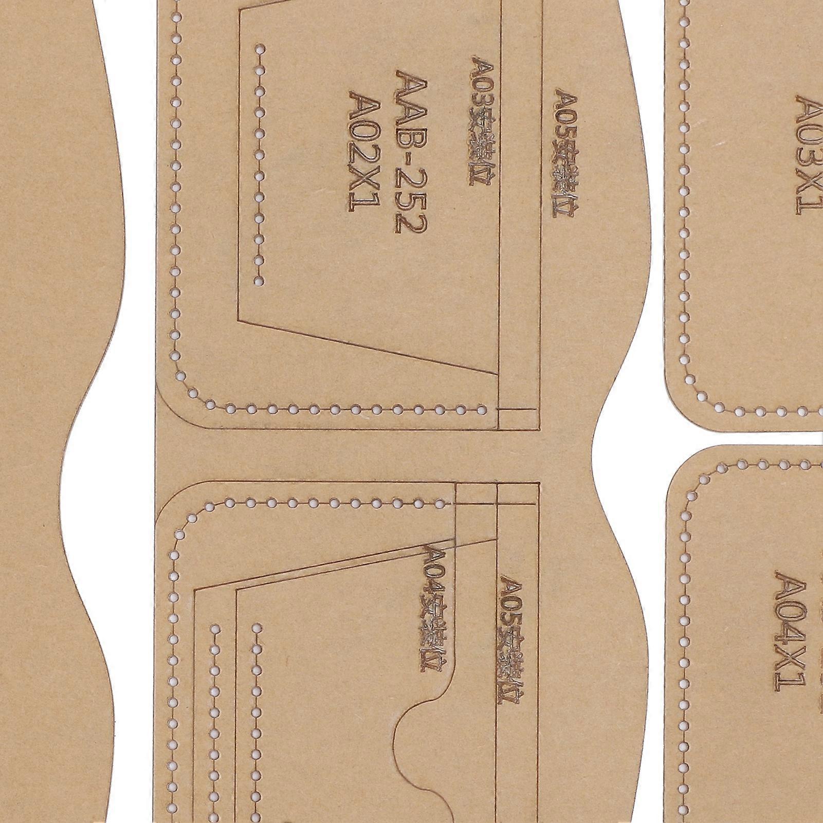 5Pcs Acrylic Template Short Wallet DIY HandMade Leather Pattern Mold Craft Tools