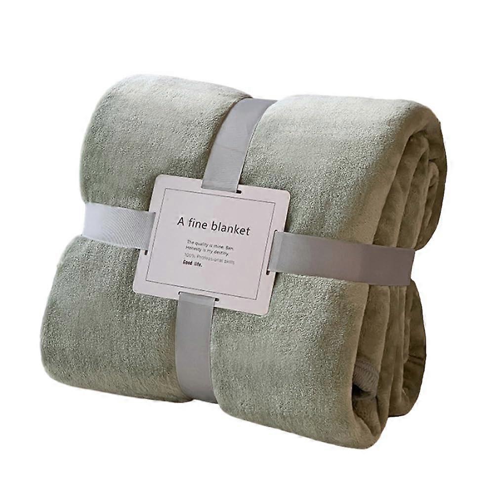 Flannel Throw Blanket Waffle Blanket for Couch, Soft Warm Sofa Cover in Green, 200cm x 230cm, All-Season Living Room Blanket