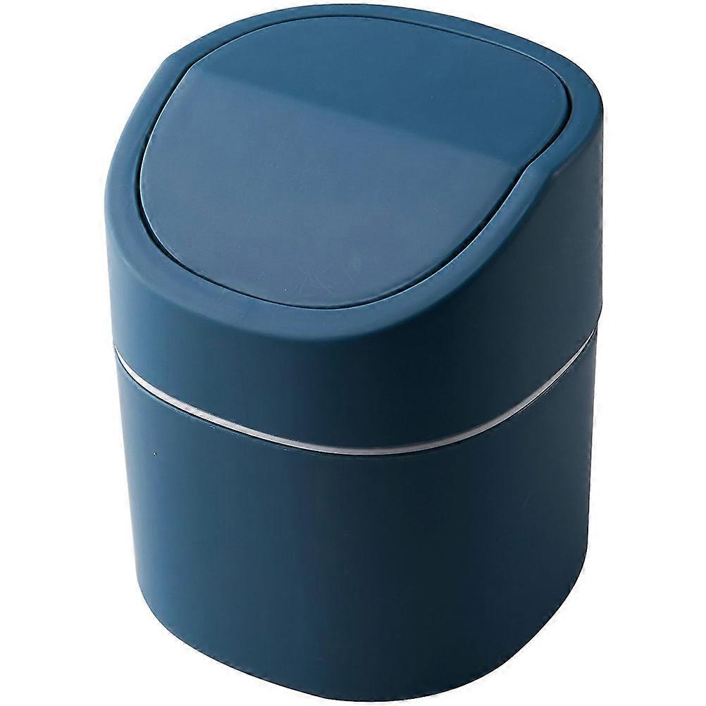 Small Trash Can with Swing Lid for Home in Dark Blue Made of PP Perfect for Tabletop Use 2.5 Gallons