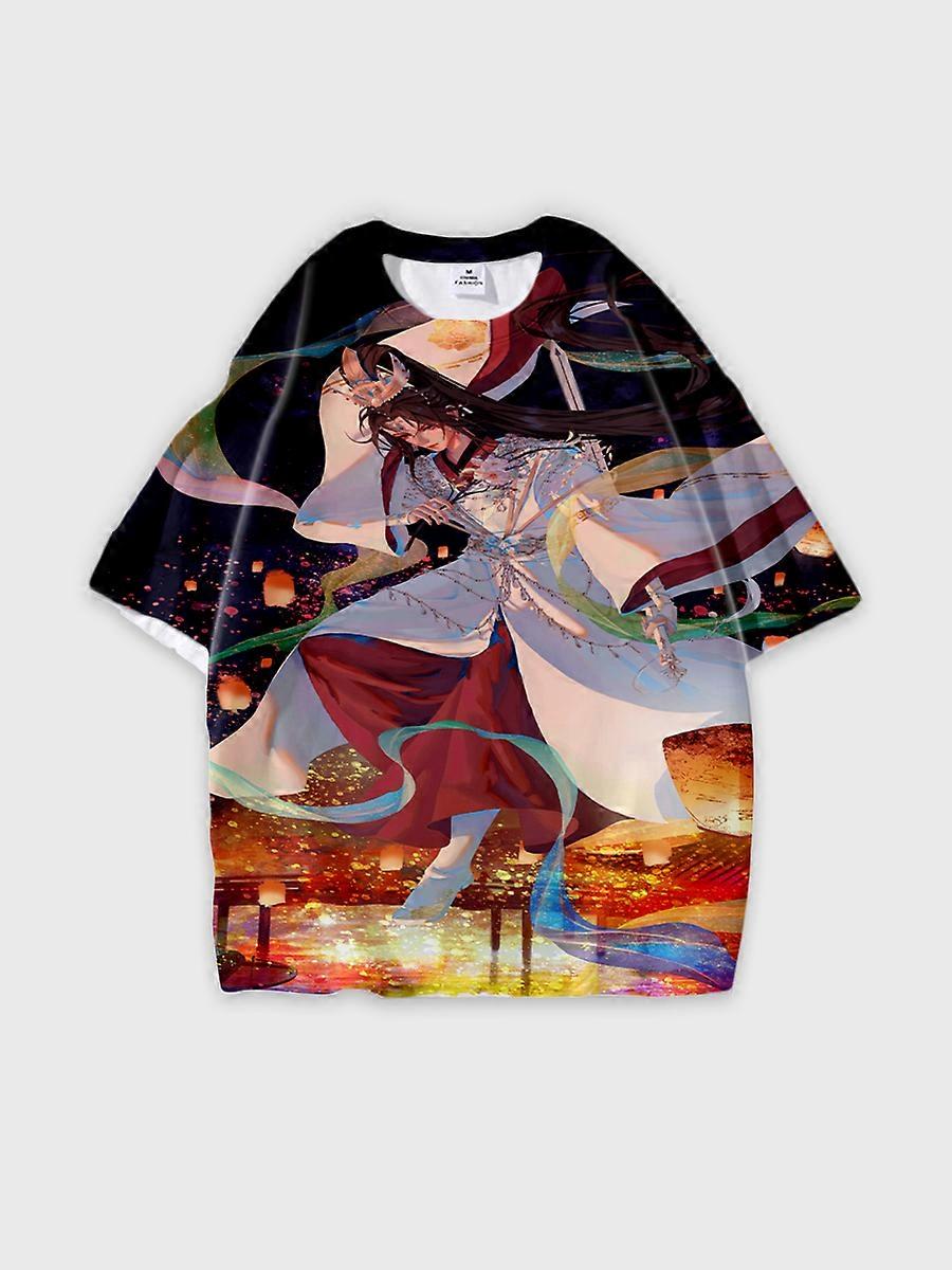 T-shirt round neck Role Pattern loose short sleeve E3695