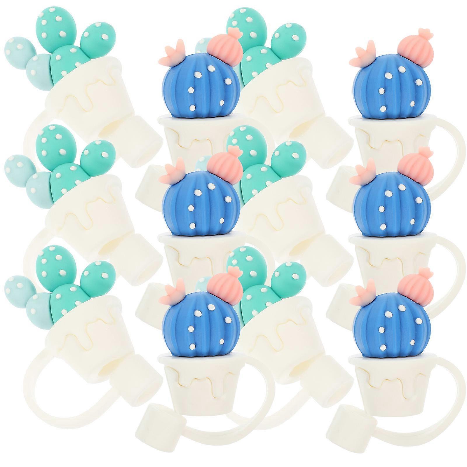 Cartoon Straw Tips Cover Reusable Drinking Straw Caps in Assorted Color for Daily Use