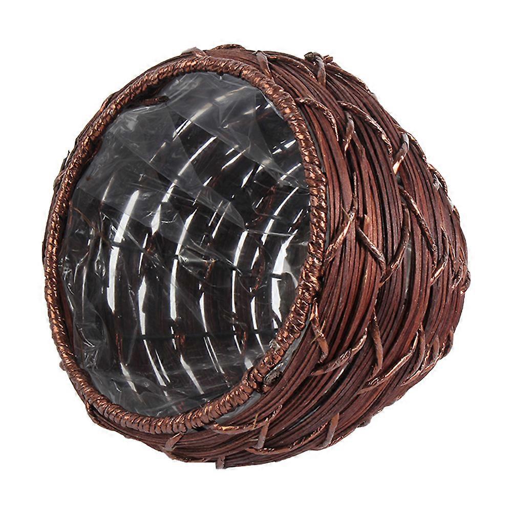 Container Handmade Plastic Rattan Flower Arrangement Pot Suitable For Rustic Style Decor 19X19X18CM 1Set