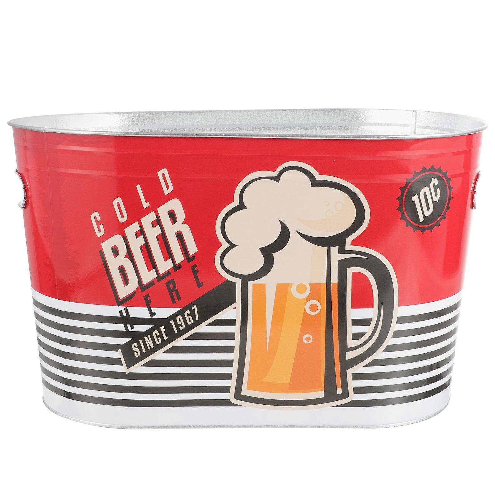 Metal Oval Ice Bucket with Smooth Edges for Bottles and Cans – Ideal for Bars, Parties, and Outdoor Picnics