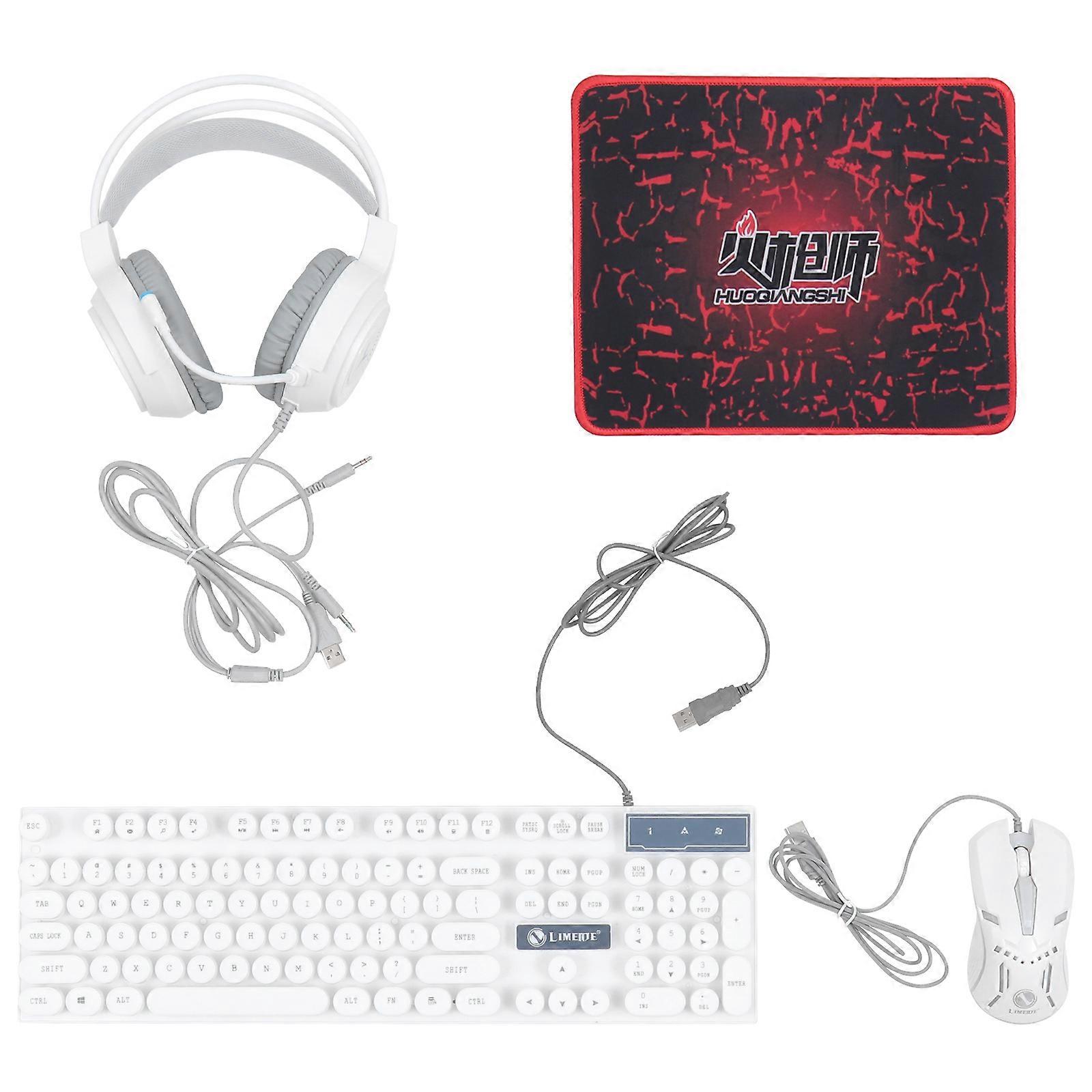 1 Set Ergonomic Design Gaming Keyboard Mouse Headset And Computer Accessory Kit With Durable ABS Material